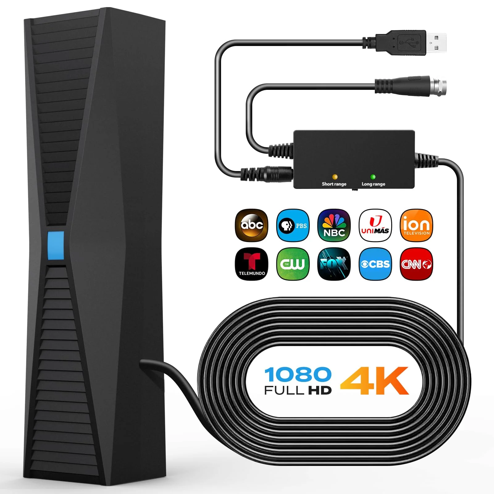 Tv Antenna for Smart TV Indoor, HD TV Antenna Indoor for Local Channels, TV Indoor/Outdoor with Amplifier and Signal Booster, Television Antenna Perfect 1k Miles Long Range Reception for 4k 1080p.…