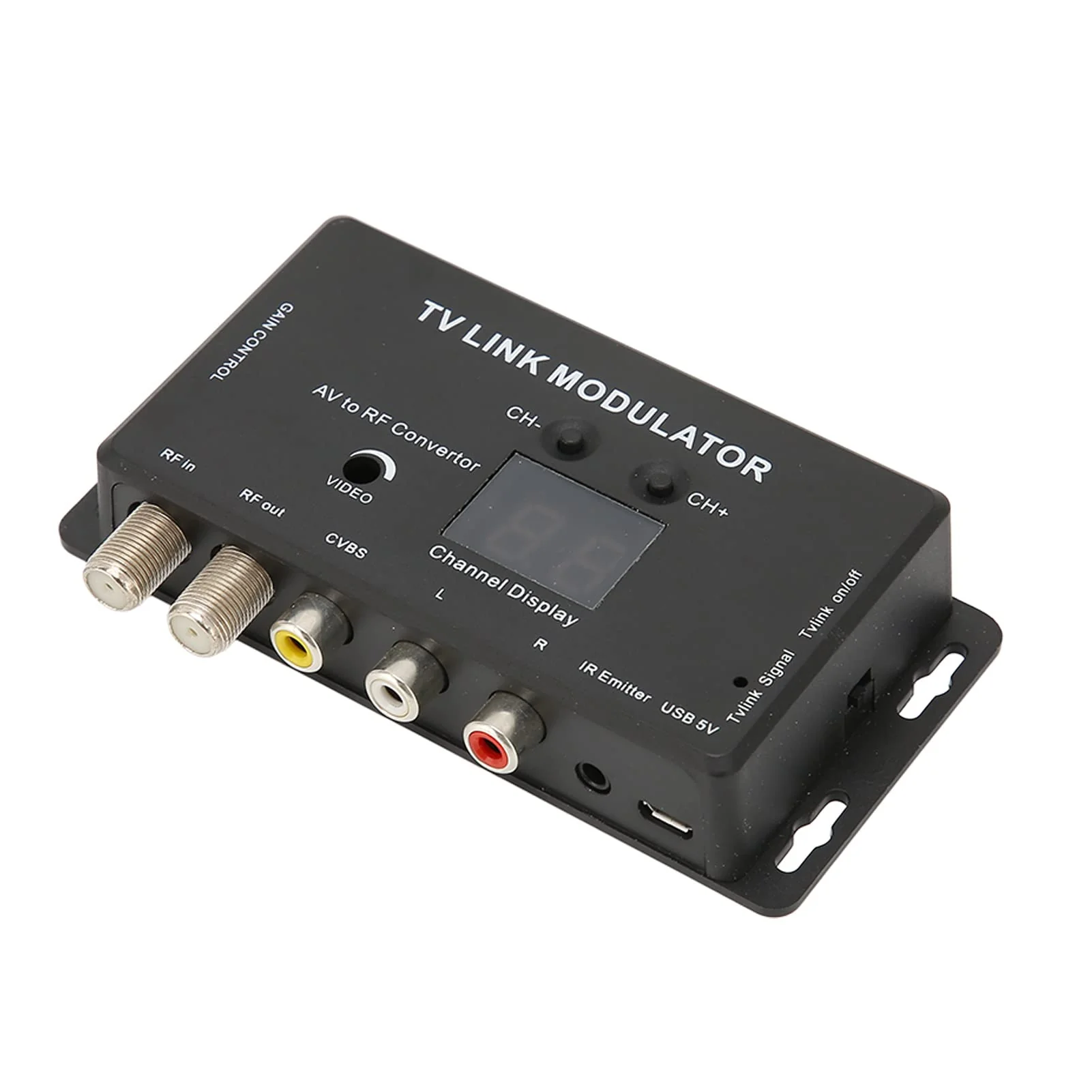 TV Link Modulator, Mini AV to RF UHF Modulator Support PAL NTSC Adjustable Output Gain Electronic UHF Home Converter, for DVD Players, Games, Digital