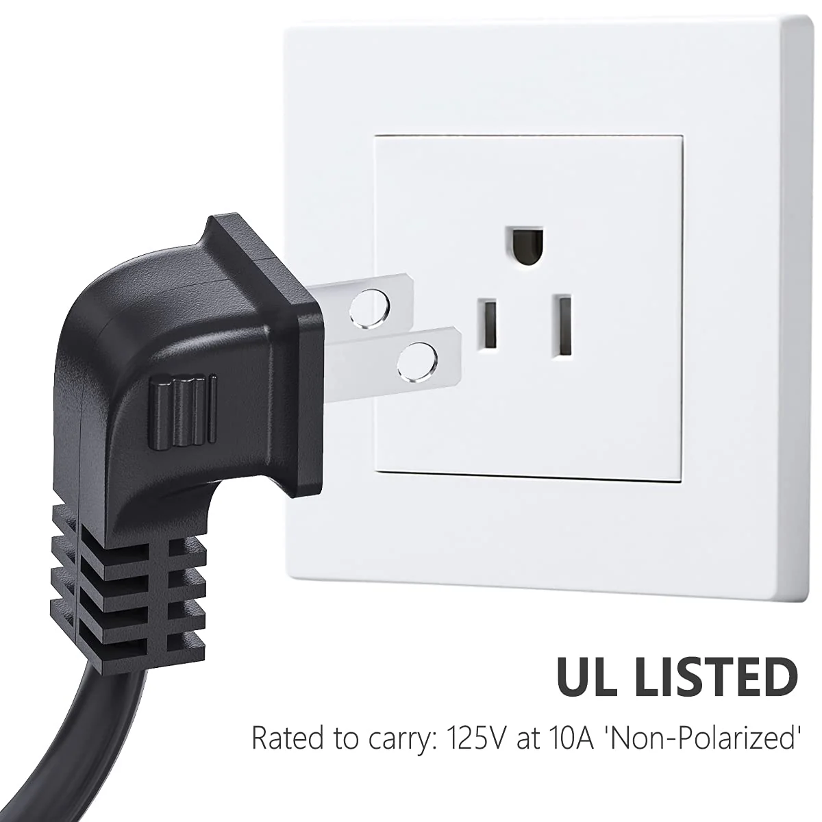 TV Power Cord Compatible for Samsung TV, Ancable 6-Feet 90 Degree Angled 18AWG 2-Prong to L-Shaped C7 Power Cord Replacement for Samsung Philips Toshiba LG Sony Sharp Panasonic Vizio LED TV Sky Box 1 - Image 2