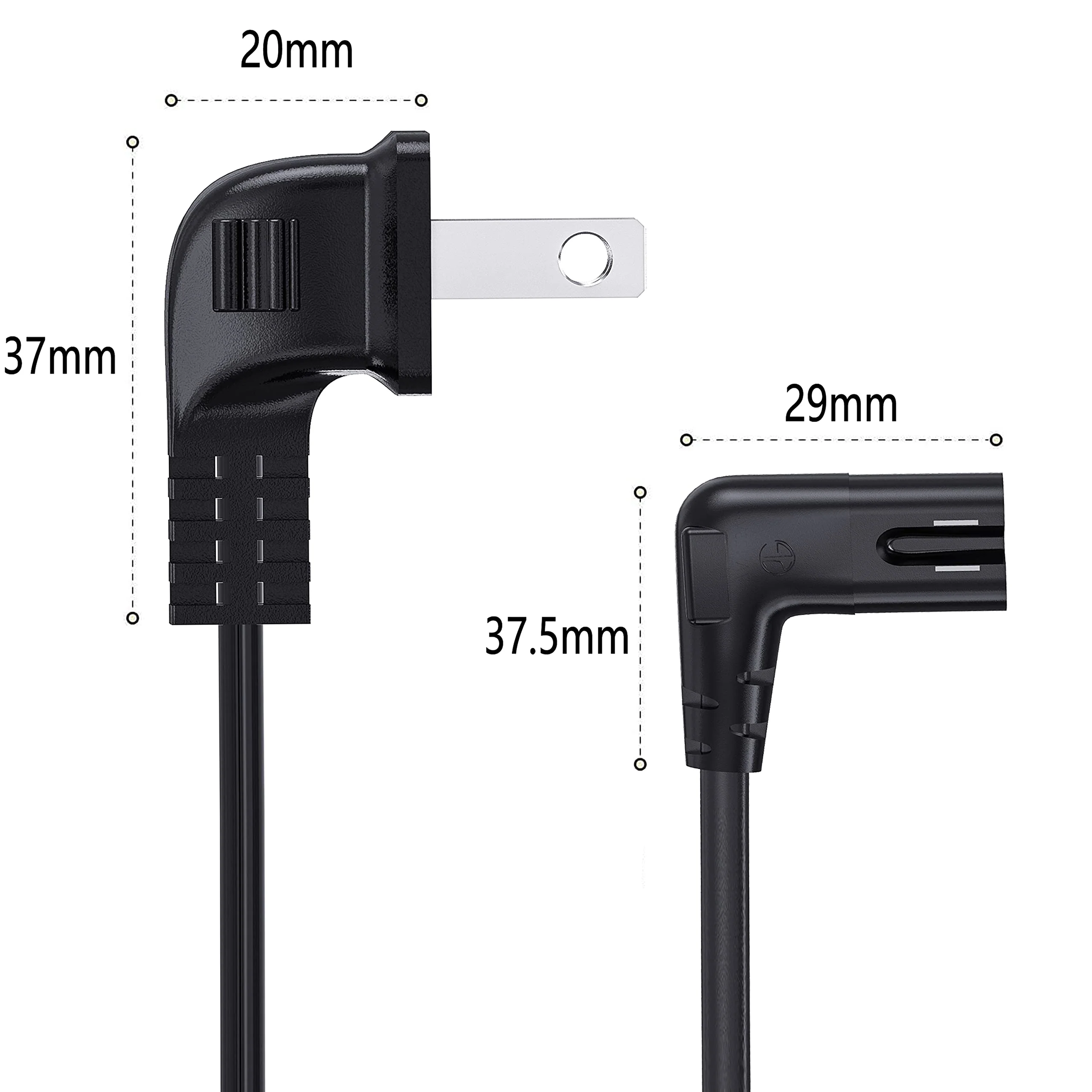 TV Power Cord Compatible for Samsung TV, Ancable 6-Feet 90 Degree Angled 18AWG 2-Prong to L-Shaped C7 Power Cord Replacement for Samsung Philips Toshiba LG Sony Sharp Panasonic Vizio LED TV Sky Box 1 - Image 5