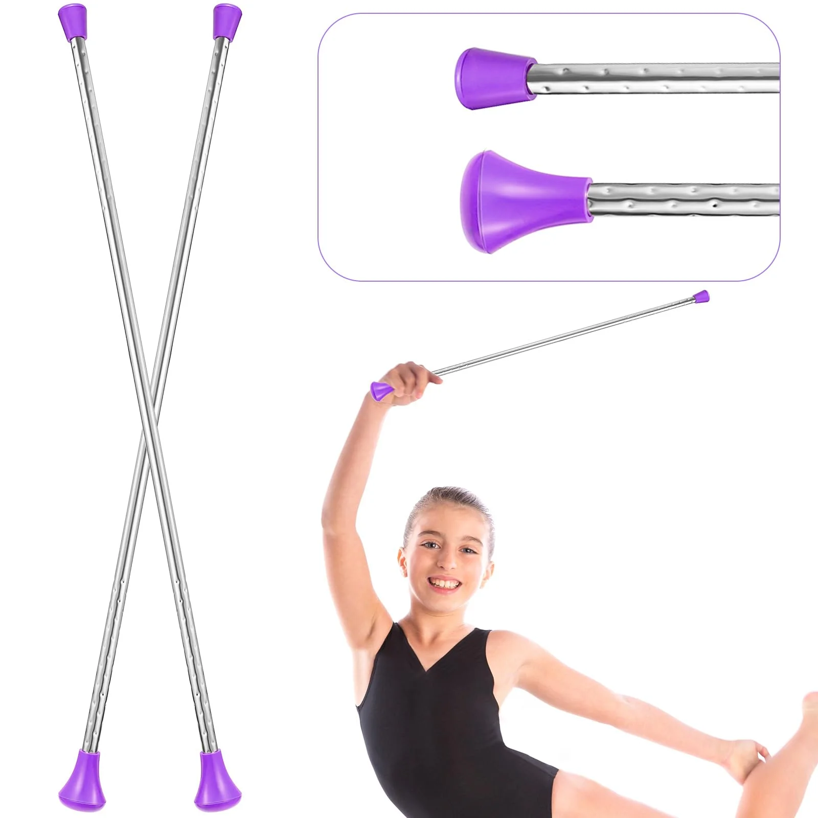 Twirling Baton Unisex Kids' Gymnastics Dance Baton Metal Baton Marching Band Baton Parade Baton Stick for Talent Shows, Artistic Dancing, Baton Twirling, 24 Inch Purple