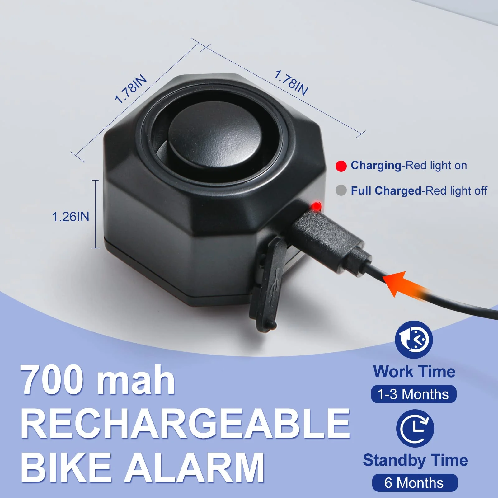 Two Packs Bike Horn Electric Vehicle Alarm Wireless Vibration Alarm System with Motion Sensor Waterproof Rechargeable Antitheft Alarm for Ebikes Bike Scooter SF32 Alarm two packs - Image 2