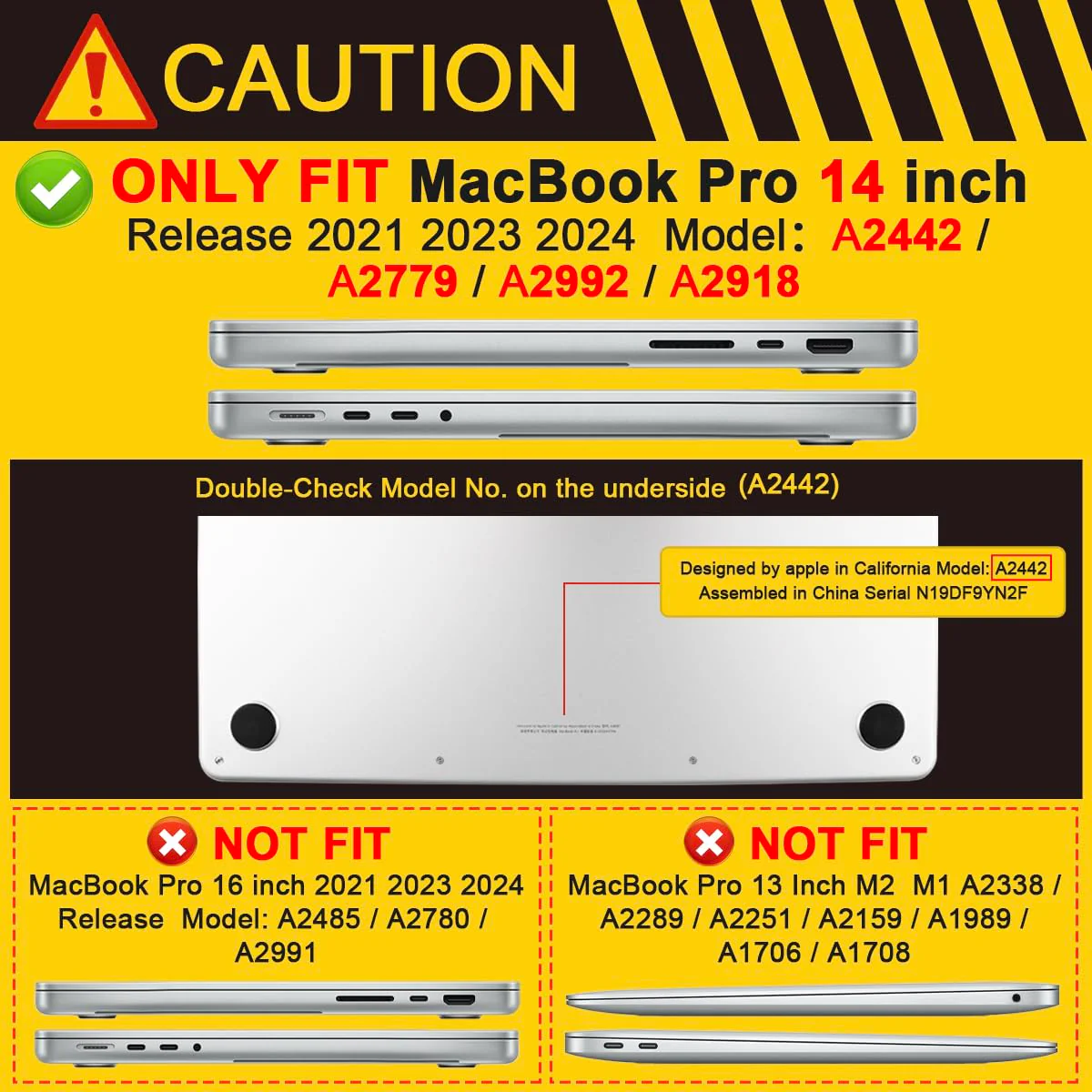 TWOLSKOO for M3 MacBook Pro 14 inch Case 2024 2023 2021 A2918 A2992 M2 A2779 M1 A2442 Pro Max, Sturdy & Durable Protective & Ultra Thin Armor Plastic Hard Shell Cover with Type C Adapter, Matte Clear - Image 2