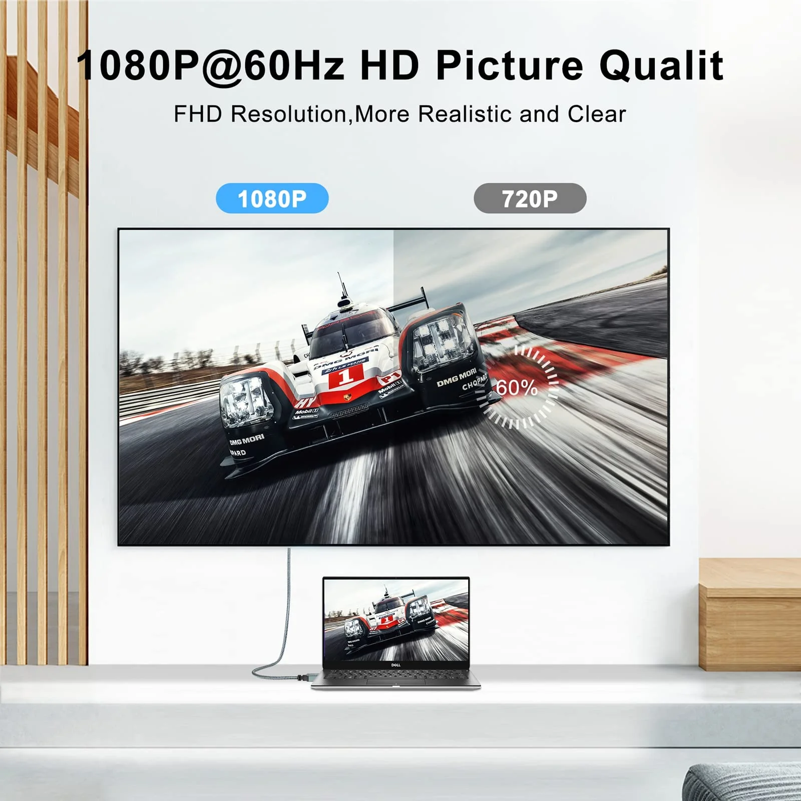 Twozoh HDMI to VGA Cable 6.6FT. Aluminum Alloy Shell Nylon Braided & Gold-Plated Support 1080P/60HZ 1 Pack - Image 4