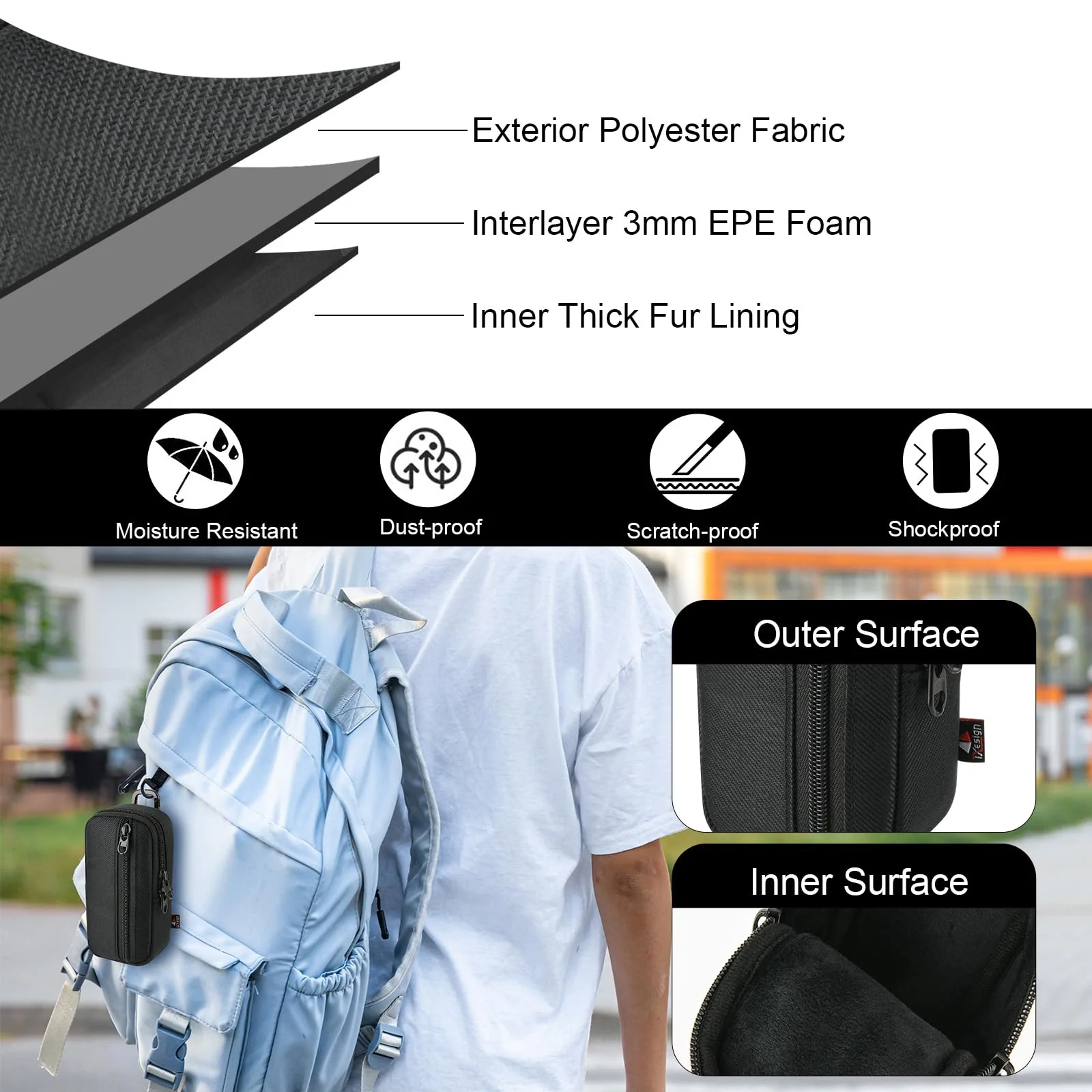 TXEsign Carrying Case for Zoom H1essential and Zoom H1n Stereo Handy Recorder, Protective Storage Bag Portable Travel Case Replacement Handy Recorder Bag Pouch - Image 4