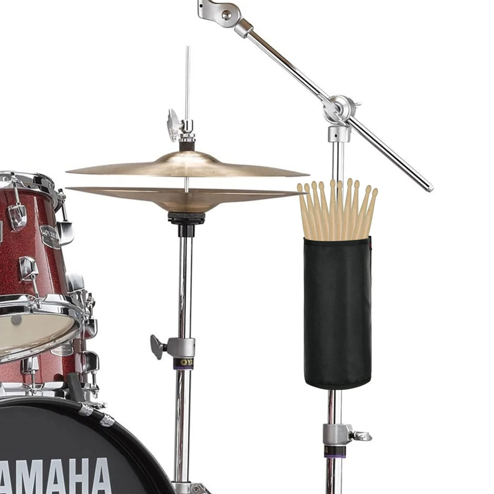 TXEsign Drumstick Holder Drum Sticks Holder Bag for Drumsticks Brushes Mallets Up to 10 Pairs, Two Straps Attach to Drum Kit & Music Stand (Black) Black - Image 6