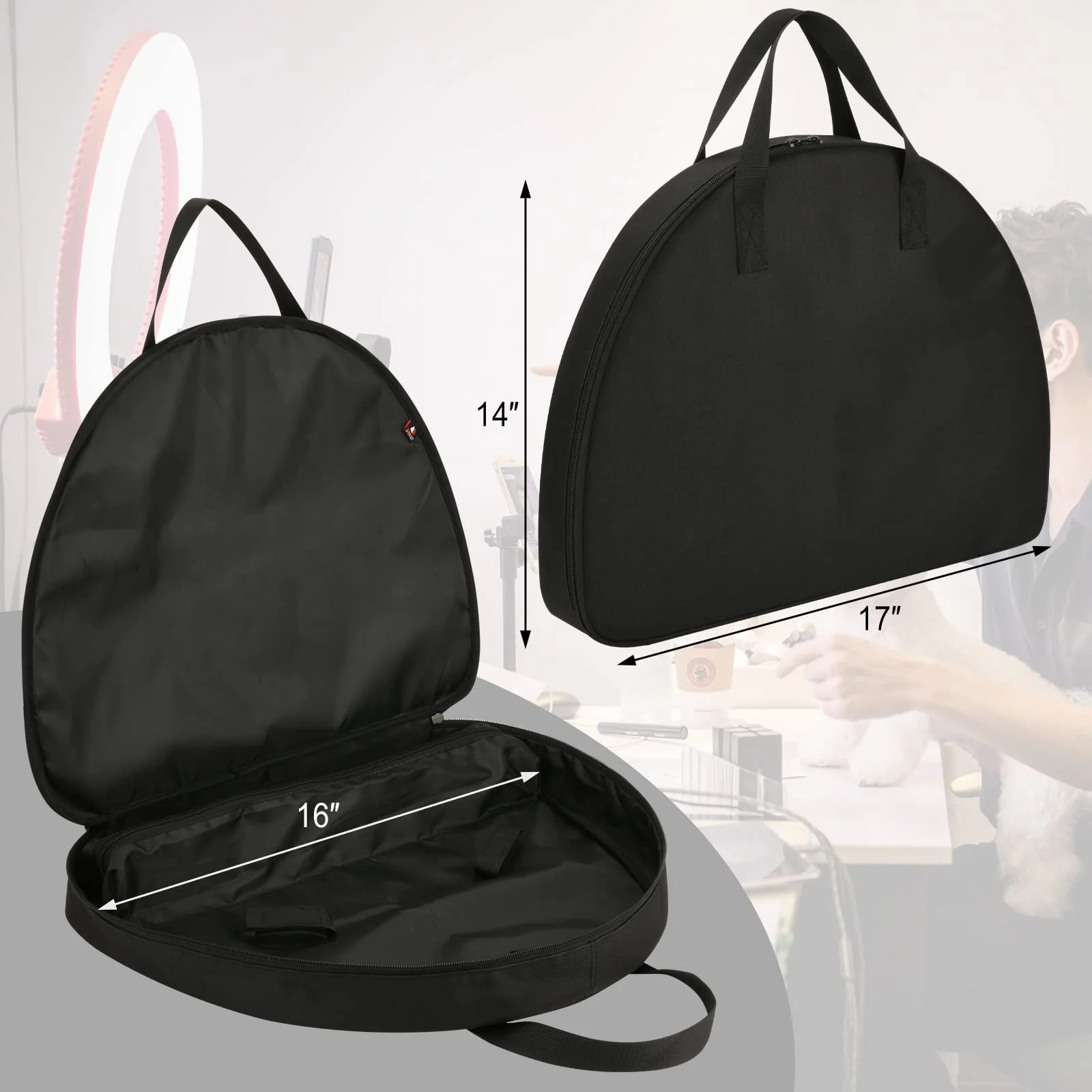 TXEsign Ring Light Bag Carrying Case for 10" Selfie Ring Light and Tripod Stand Protective Case Selfie Ring Light Storage Bag for YouTube, TikTok, Self Portrait Shooting - Image 4