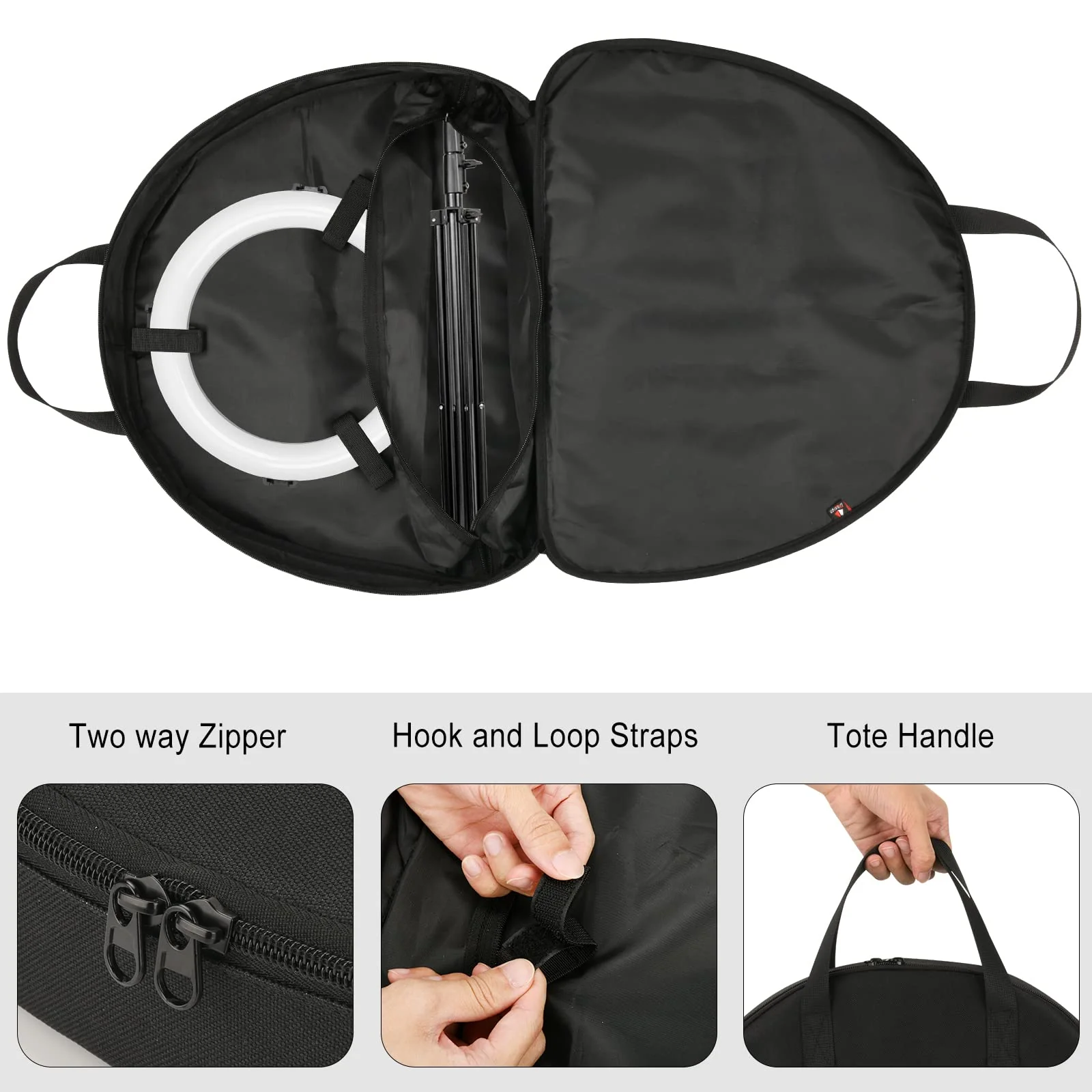 TXEsign Ring Light Bag Carrying Case for 10" Selfie Ring Light and Tripod Stand Protective Case Selfie Ring Light Storage Bag for YouTube, TikTok, Self Portrait Shooting - Image 5