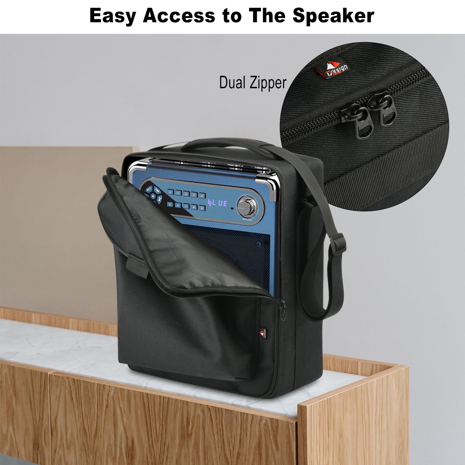 TXEsign Travel Carrying Protective Bag for JYX Karaoke Machine with Two Wireless Microphones, Karaoke Machine Carrier Holder Dust Case w Shoulder Strap Accessory Pocket for PA System - Image 4