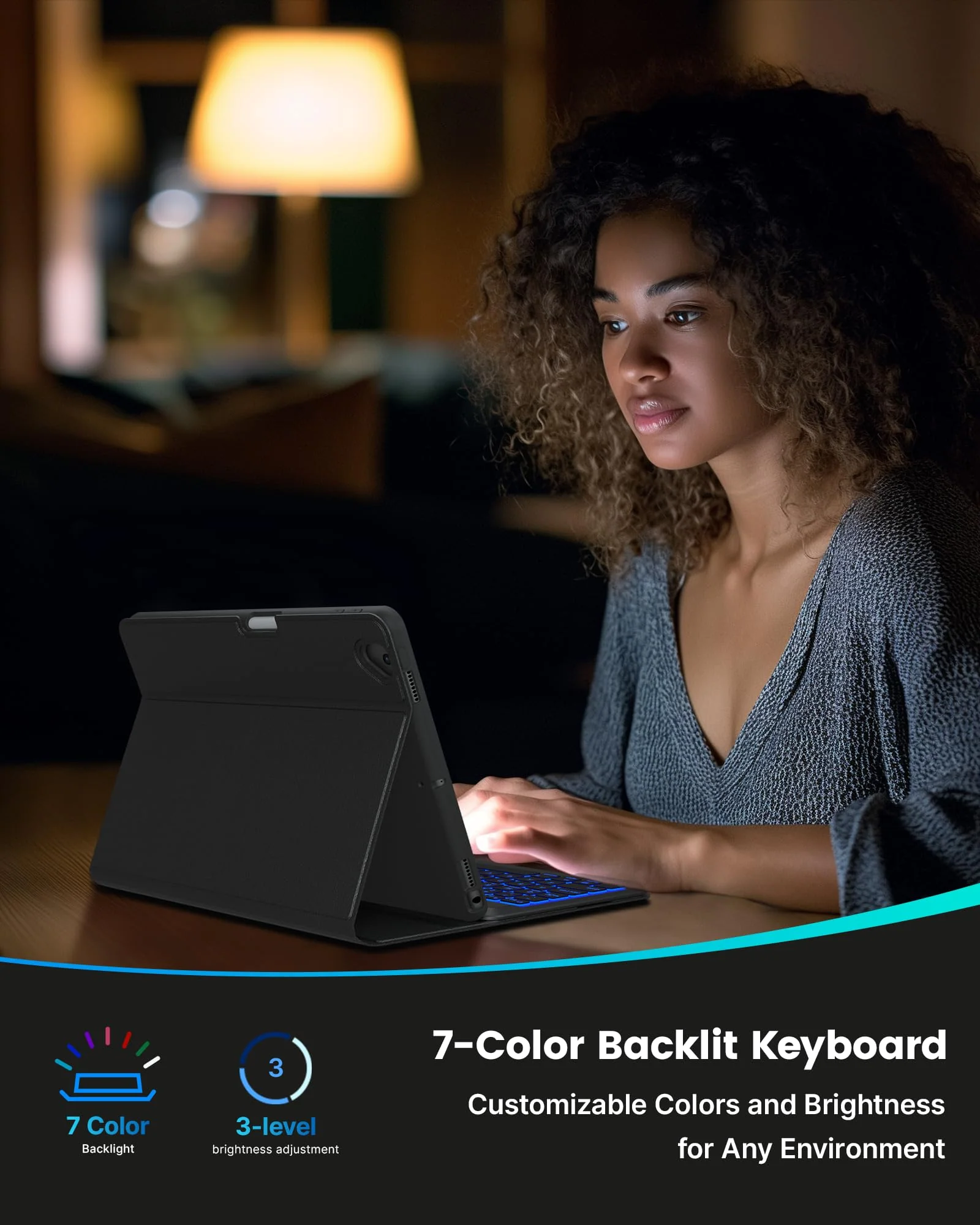 typecase Folio iPad 9th Generation Case with Keyboard 10.2 Inch - Backlit Detachable Slim Cover with Pencil Holder, Compatible with iPad 8th/7th Gen, Pro 10.5, Air 3rd Gen (Black) Black - Image 6
