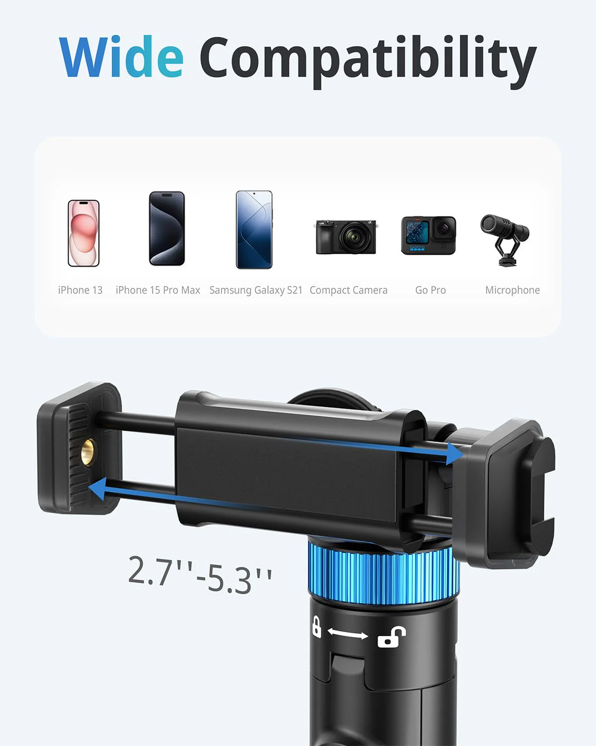 UBeesize 72" Phone Tripod - Tripod for iPhone & Selfie Stick with Phone Holder & Remote - Upgraded, Stable & Portable Stand for iPhone 16/15/14, Android, Cameras & Action Cams - Image 3