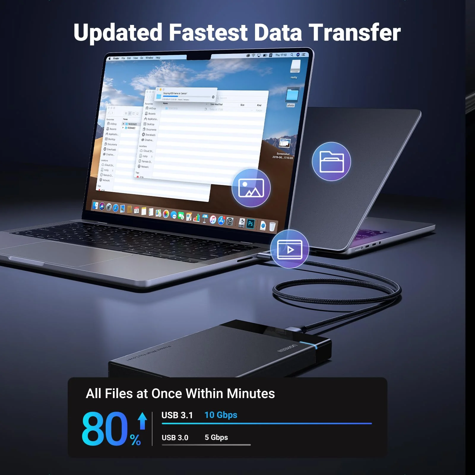 UGREEN 10 Gbps Micro B to USB C Hard Drive Cables, 1.5FT USB C to Micro B, External Hard Drive Cable Compatible with MacBook Pro/Air, iPad/Tablet, iPhone, Samsung Galaxy S24, WD Seagate etc 1.5 FT - Image 3
