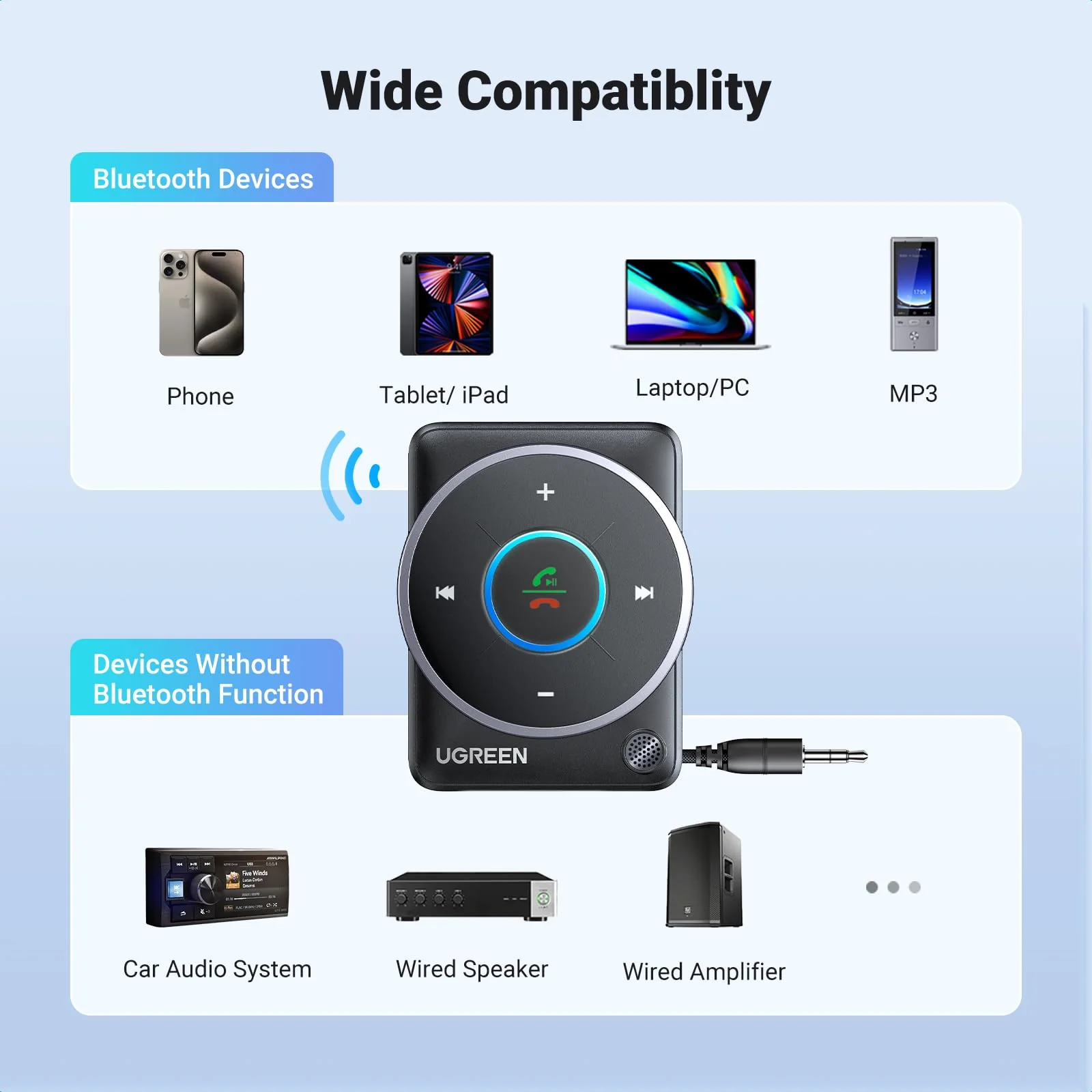 UGREEN 2024 Latest Bluetooth 5.4 Aux Car Adapter, [Enhanced Connection & Noise Cancellation], Bluetooth Aux Receiver with Nylon Braided Cable, Plug & Play for Car Music/Hands-Free Calls/Stereo Audio - Image 8