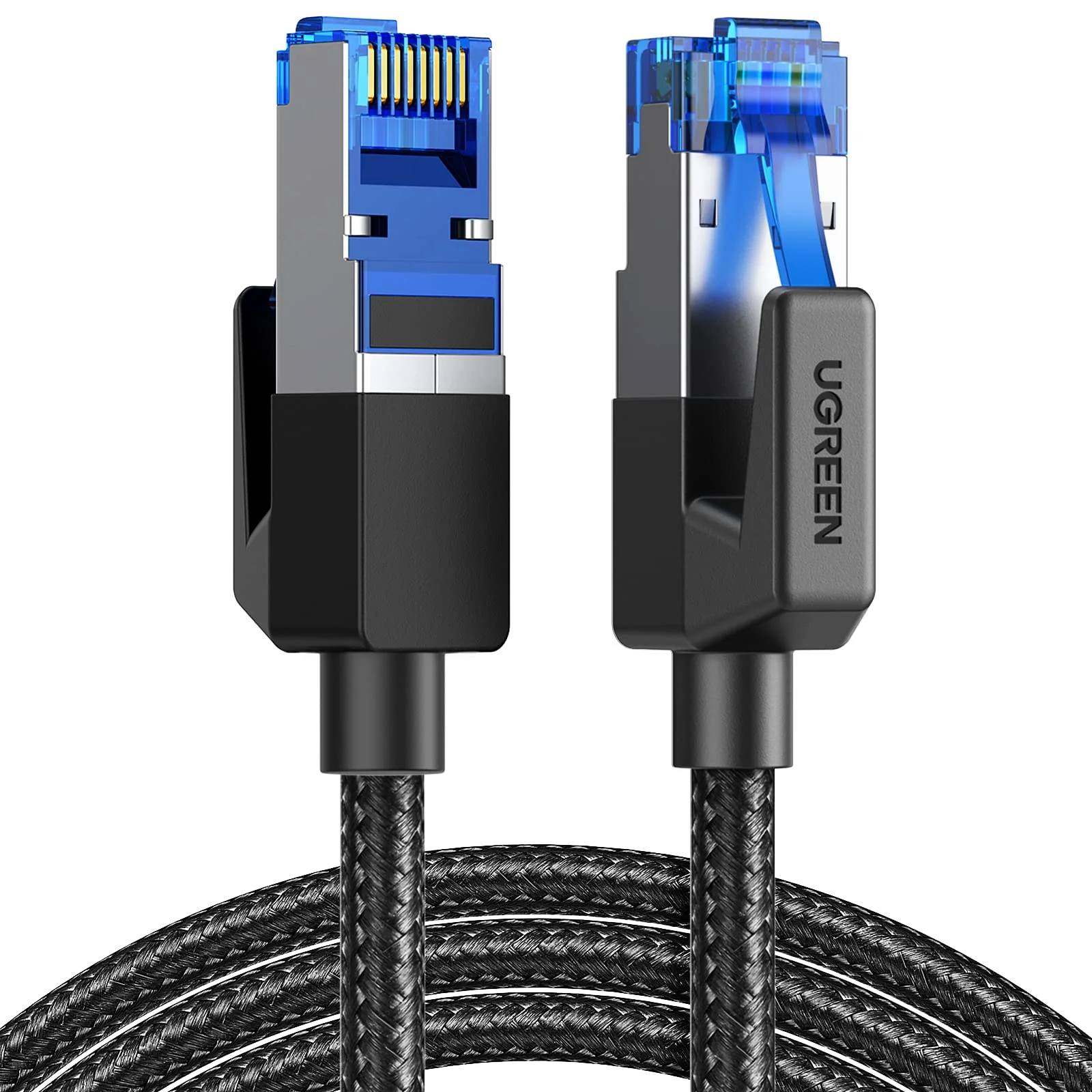 UGREEN Cat 8 Ethernet Cable 15FT, High Speed Braided 40Gbps 2000Mhz Network Cord Cat8 RJ45 Shielded Indoor Heavy Duty LAN Cables Compatible for Gaming PC PS5 Xbox Modem Router 15FT