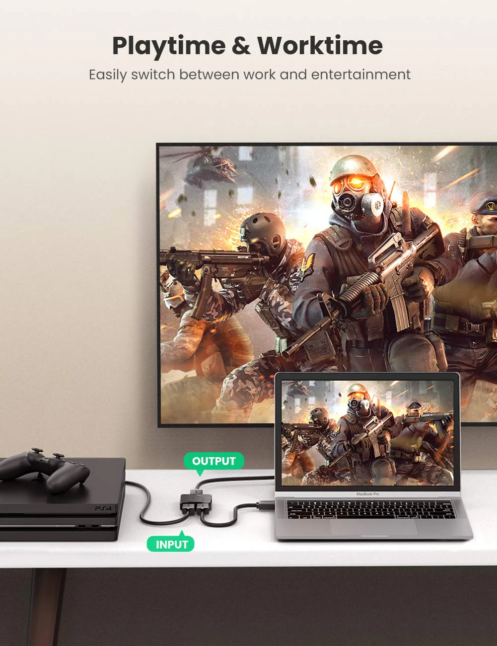 UGREEN HDMI Switch 4K@60Hz HDMI Splitter Bi-Directional HDMI Switcher 2 Input 1 Output Splitter Support 4K 3D Compatible for Nintendo Switch Blu-Ray Player Roku TV Stick Xbox PS4 HDTV Monitor - Image 4