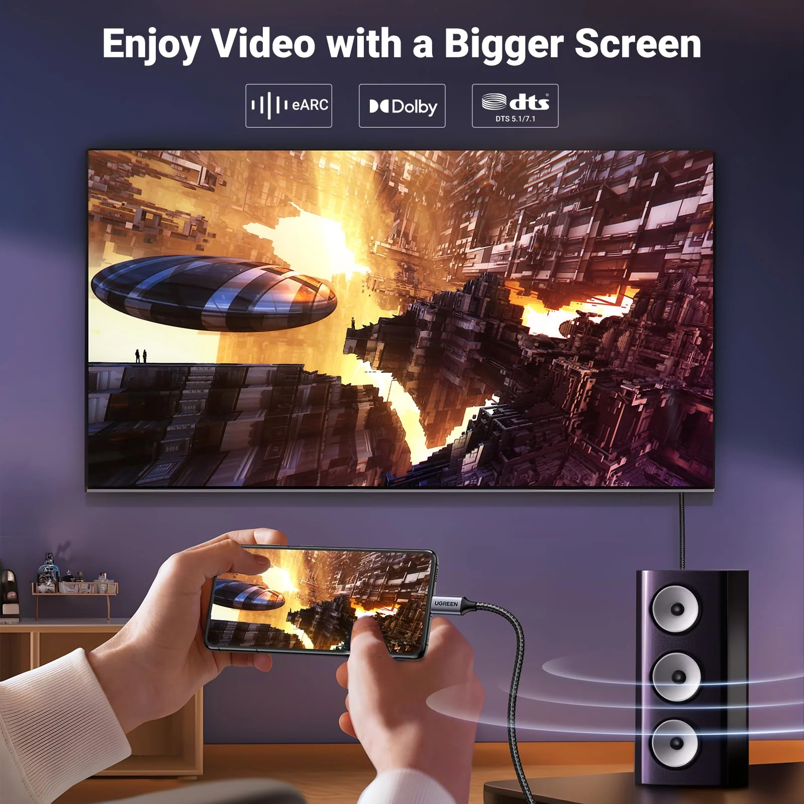 UGREEN USB C to DisplayPort 1.4 Cable 8K@60Hz 4K@240Hz Unidirectional Thunderbolt 4/3 to DisplayPort Cord USB C to DP 32.4Gbps Compatible iPhone 16, MacBook Pro/Air, iPad, Mac Mini, Galaxy, XPS, 3.3FT - Image 9