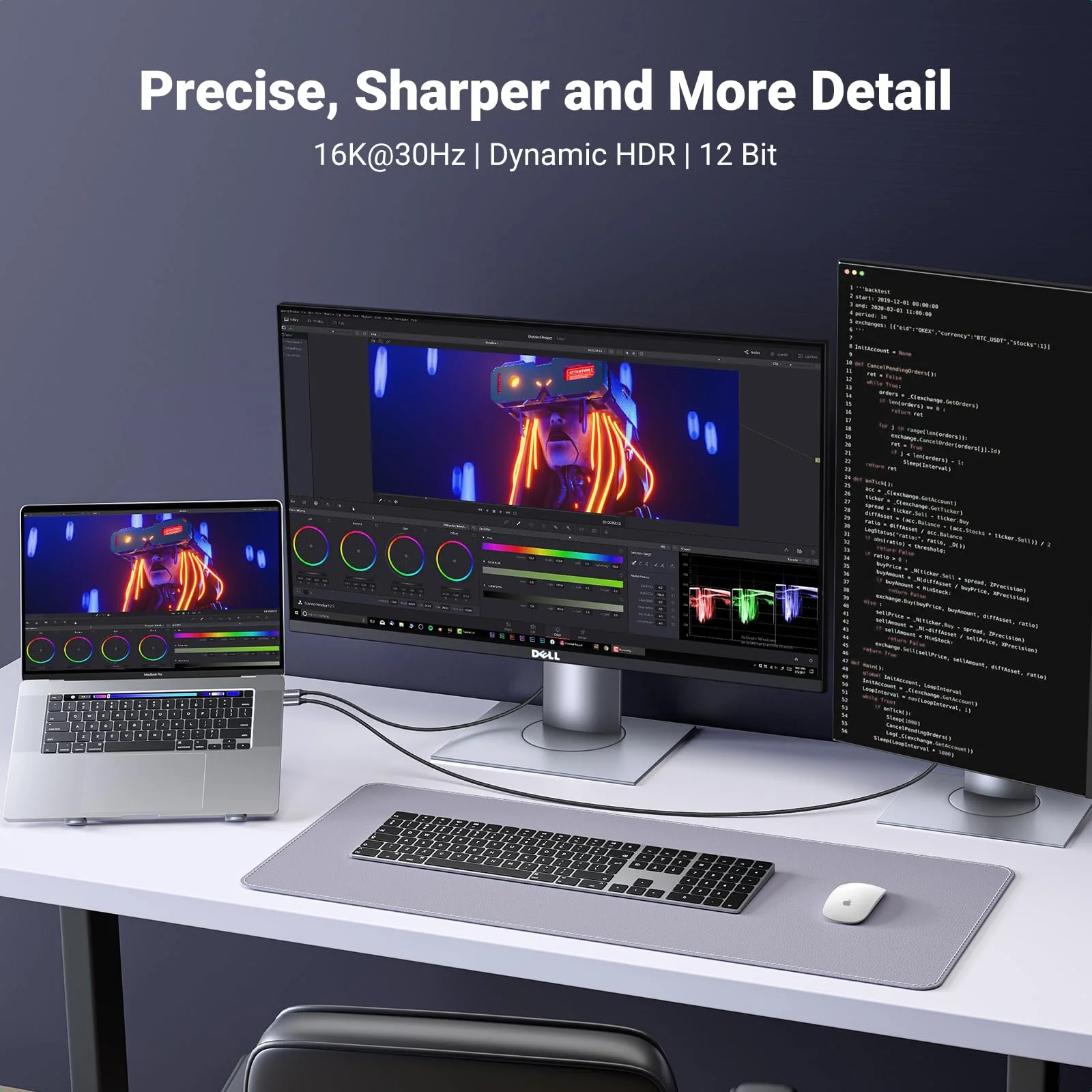 UGREEN USB C to DisplayPort 2.1 Cable 16K@30Hz 8K@120Hz 40Gbps Thunderbolt 4/3 to DisplayPort Cord Alu Braided Compatible iPhone 16/15 Pro Max, Galaxy S24, MacBook Pro/Air, iPad, Mac Mini, XPS, 6.6FT - Image 4