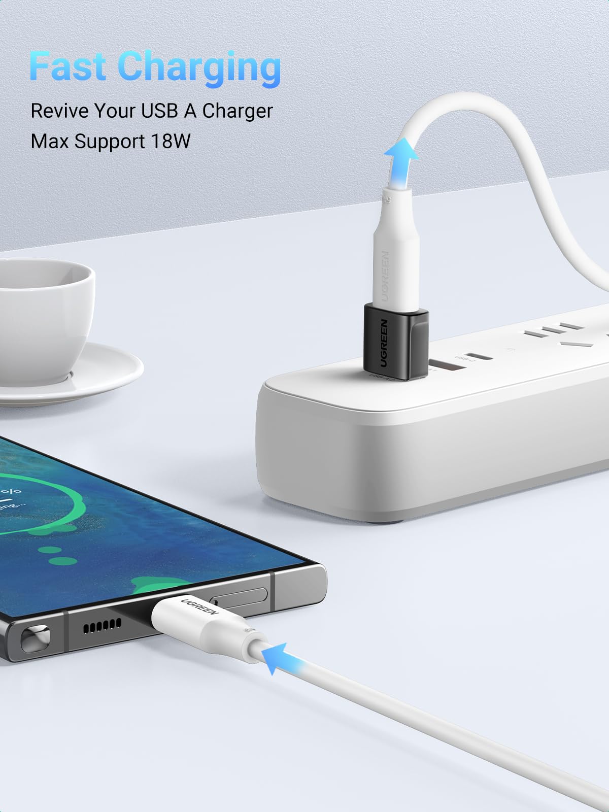 UGREEN USB to USB C Adapter 3Pack, 10Gbps USB C Female to USB 3.0 Male Adapter Type C Charge Converter for iPhone 14 13 Plus Pro Max,Apple Watch 7 8 9,Samsung Galaxy S23 S24,Pad Air,Black - Image 2