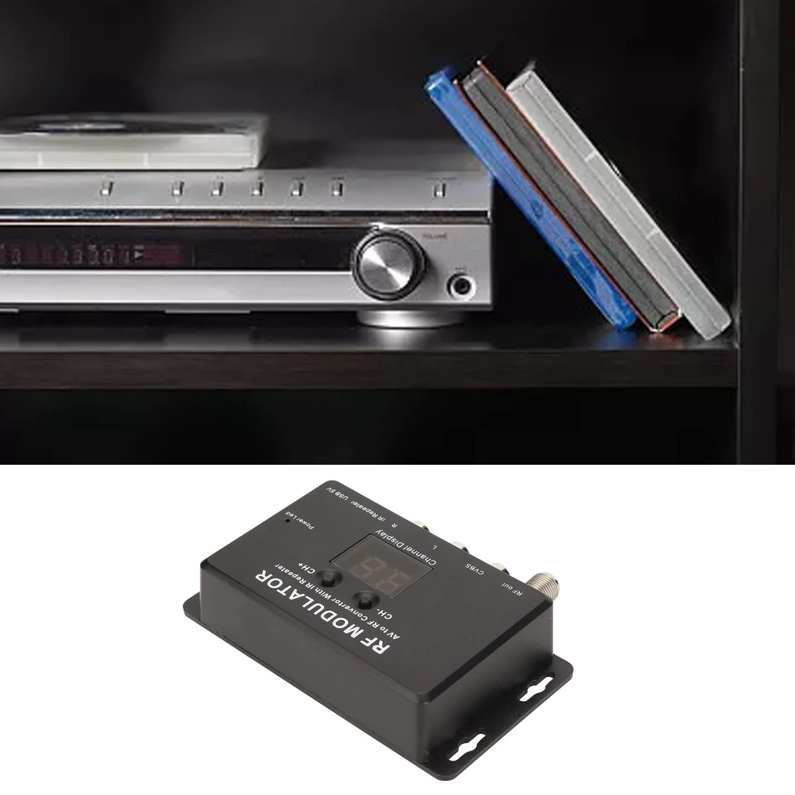 UHF Modulator, Mini AV to RF Modulator, UHF TV Link Modulator AV to RF Converter, AV to RF TV Modulator with Channel Display, Support PAL NTSC, for Set Top Box, DVDs - Image 6