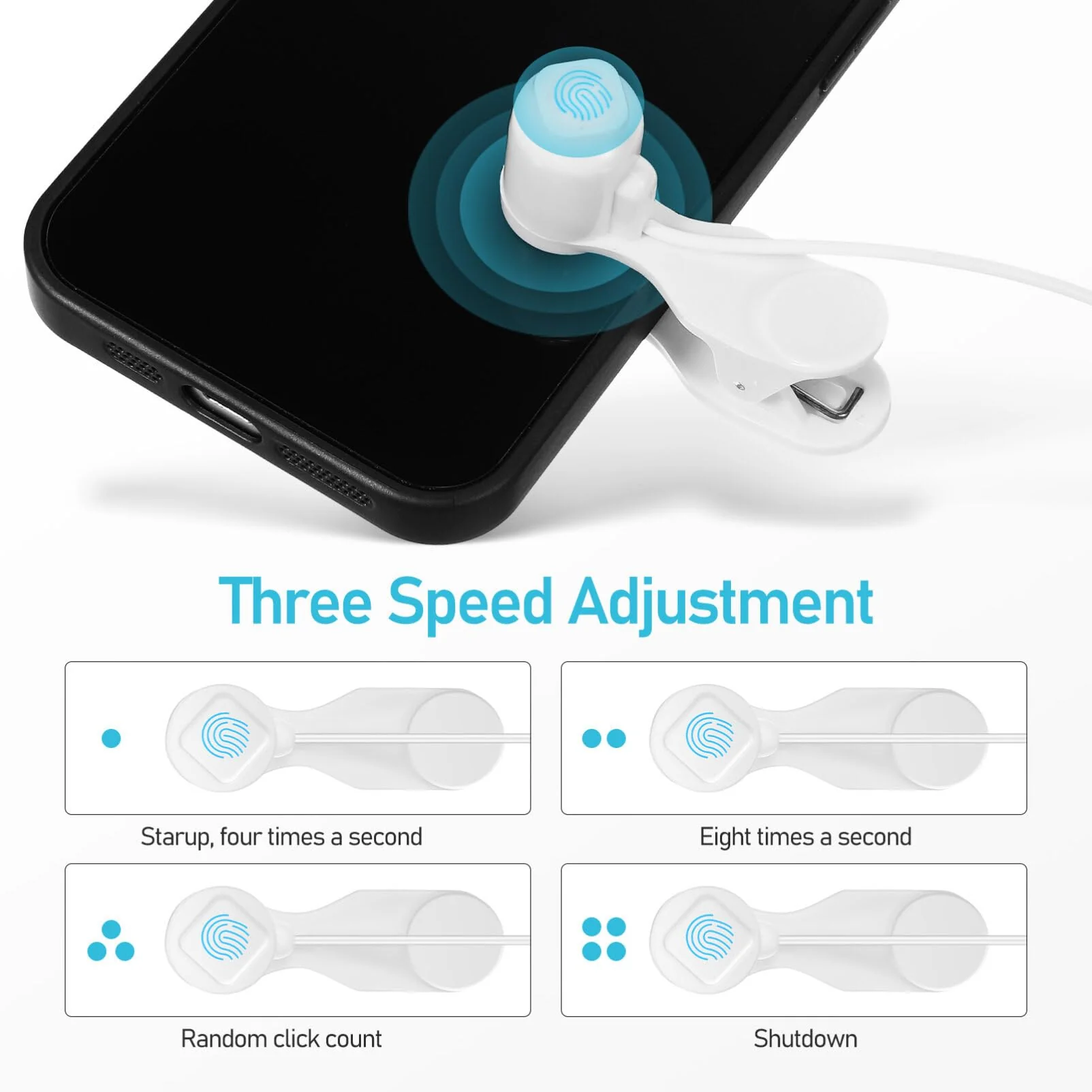 UKCOCO Automatic Phone Screen Clicker, Simulated Finger Clicker Clip-on with 2 in 1 OTG Connector Screen Auto Clicker for Gaming, Shopping, Live Broadcasts New white - Image 7