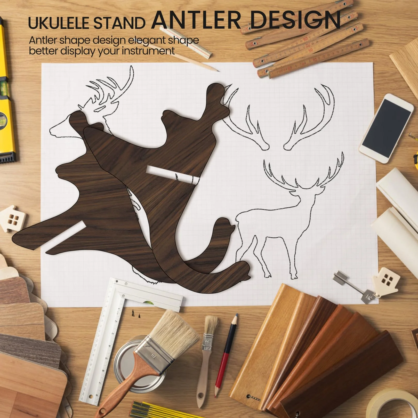 Ukulele Stand Wood Violin Stands (Antler type) - Image 3