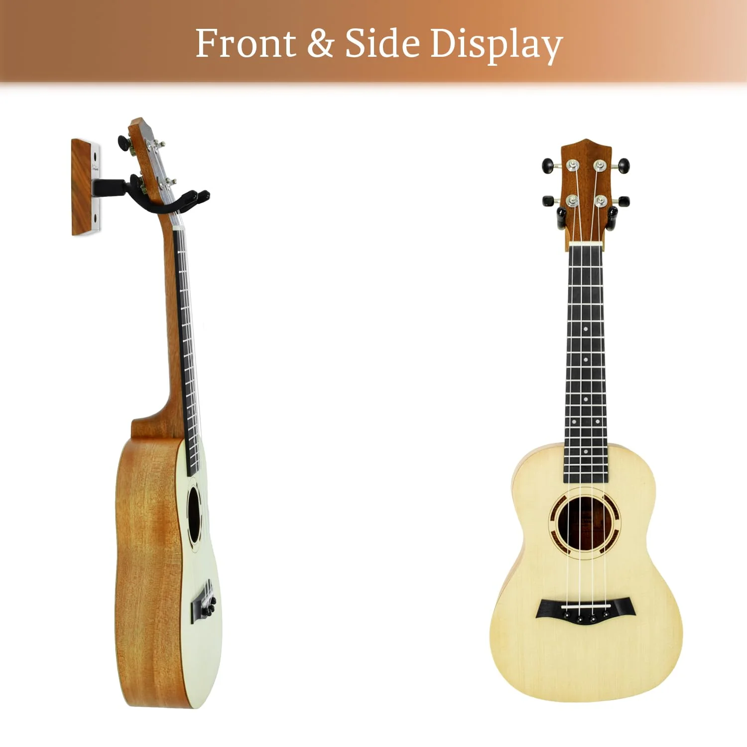 Ukulele Wall Mount Hanger, Black Walnut Wood U-Shaped Ukulele Holder Hanger, Ukulele Wall Mount Hook for Ukulele Banjo Mandolin Concert Pineapple Soprano Tenor and Baritone - Image 4