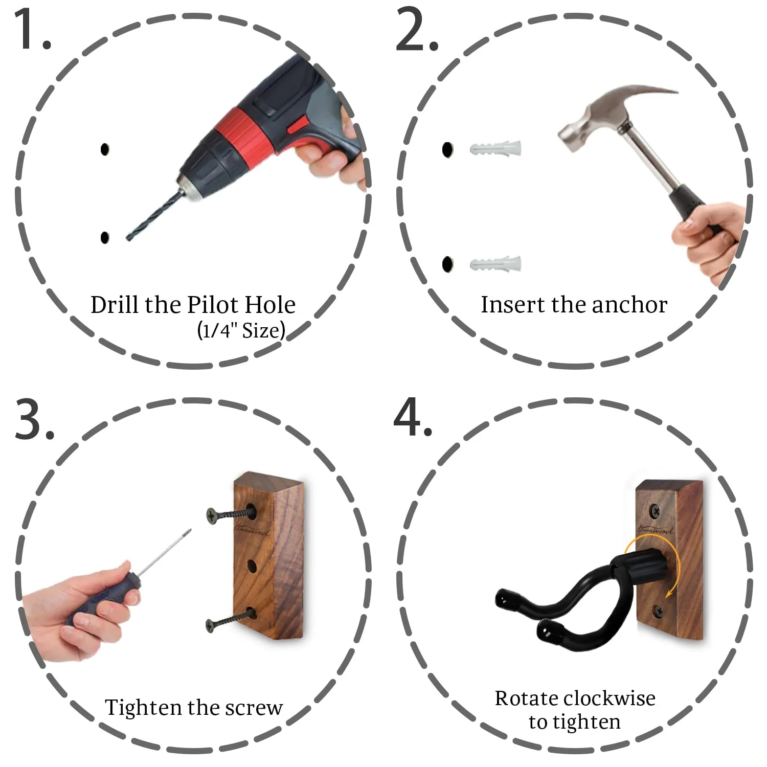 Ukulele Wall Mount Hanger, Black Walnut Wood U-Shaped Ukulele Holder Hanger, Ukulele Wall Mount Hook for Ukulele Banjo Mandolin Concert Pineapple Soprano Tenor and Baritone - Image 6