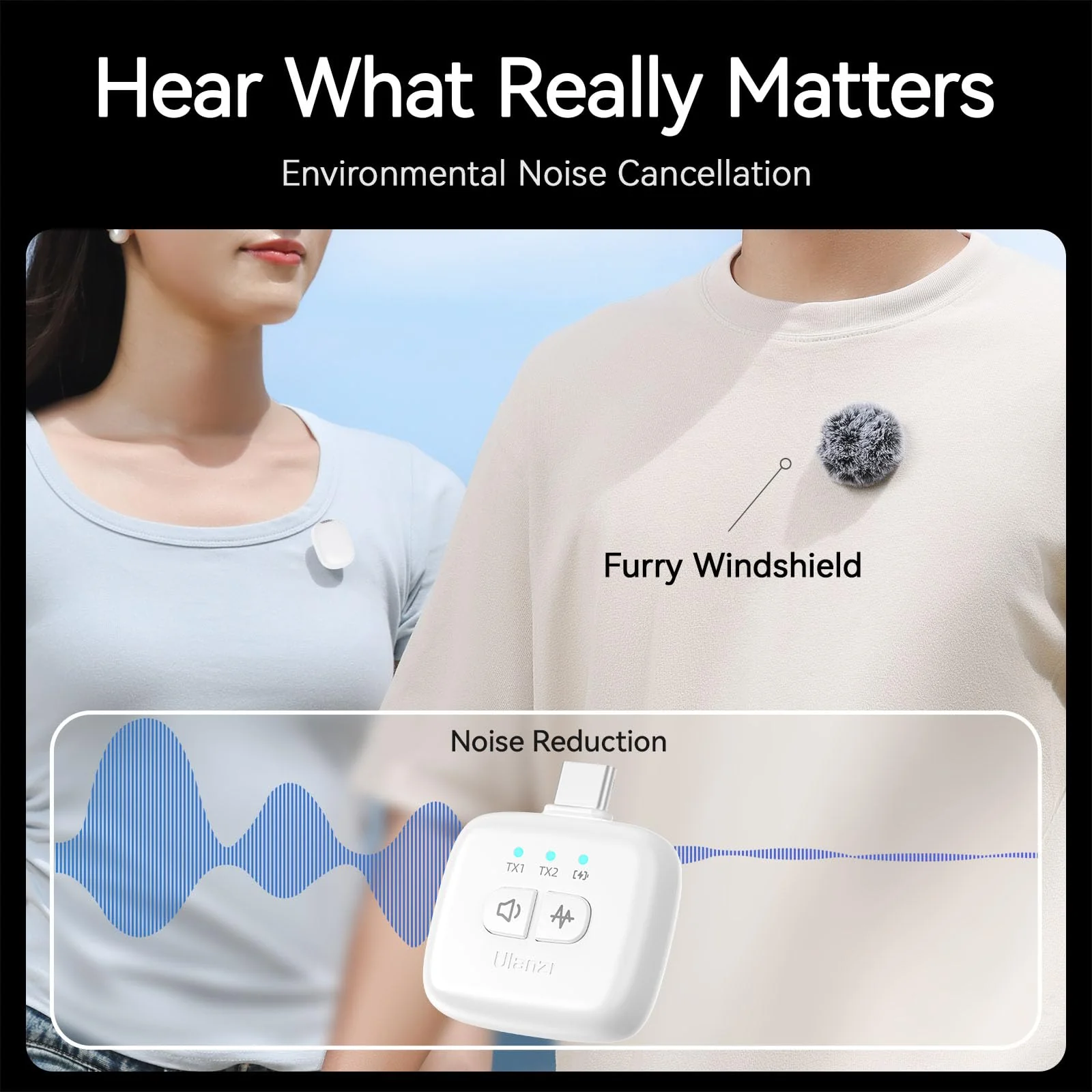 ULANZI A30 Tiny Mic Magnetic (White), Wireless Lavalier Microphone Mini Size, Noise Cancellation, 164 ft Range, 20H Battery Life, Lapel Microphone for Video Recording, DSLR, iPhones, Android, PC White - Image 6