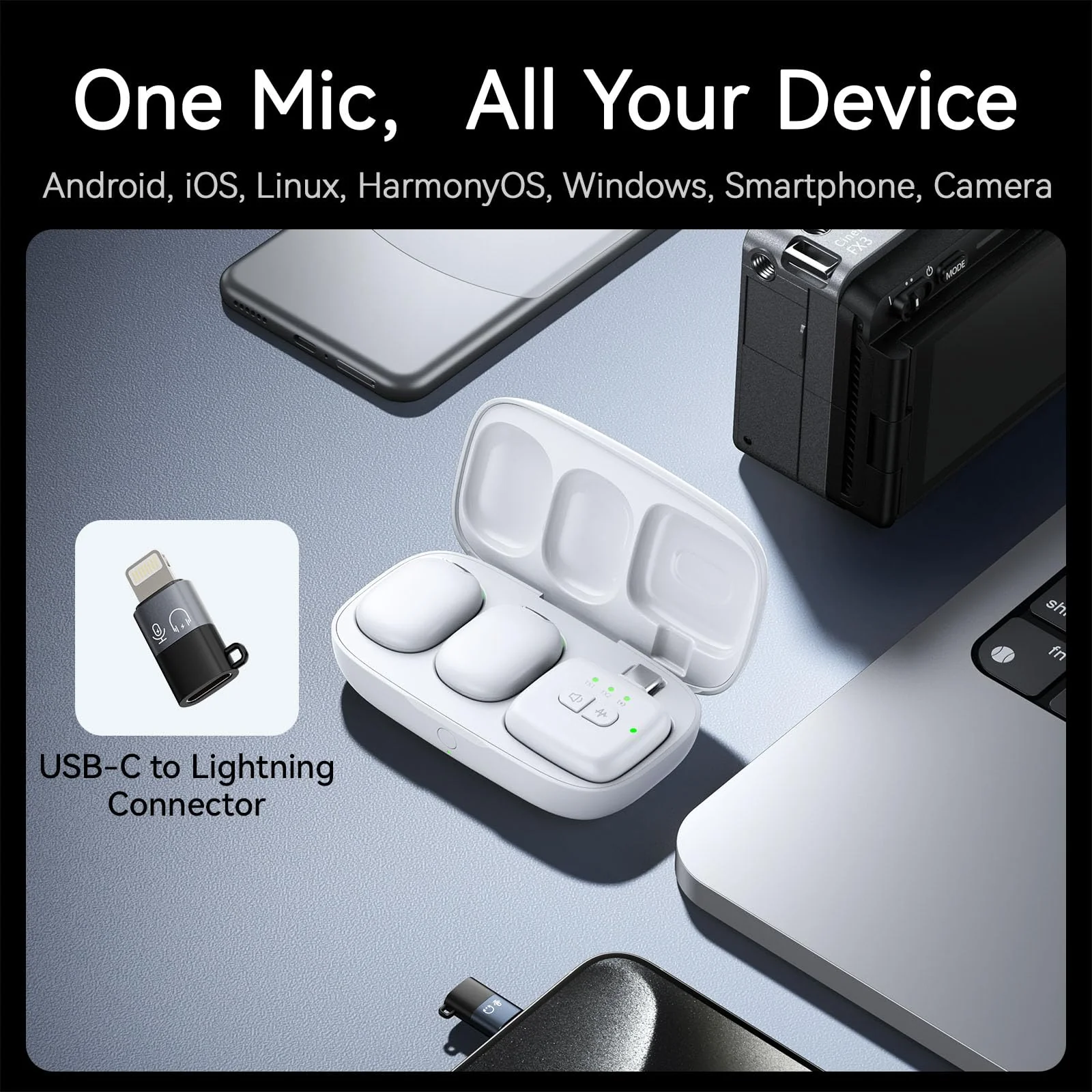ULANZI A30 Tiny Mic Magnetic (White), Wireless Lavalier Microphone Mini Size, Noise Cancellation, 164 ft Range, 20H Battery Life, Lapel Microphone for Video Recording, DSLR, iPhones, Android, PC White - Image 9
