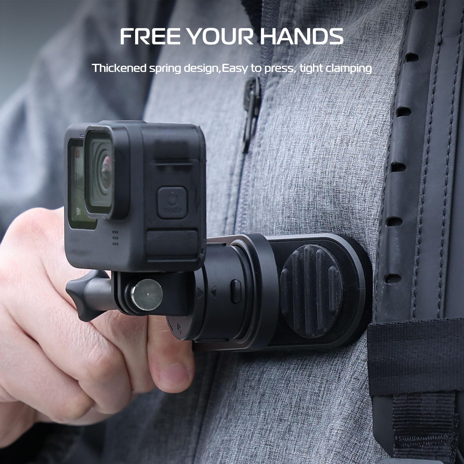 ULANZI Backpack Mount for Gopro, Go Quick II Magnetic Suction Clip Clamp Mount Quick Release Shoulder Strap Holder Universal Accessories for Gopro Max Hero 11 10 9 8 7 6 5 Black DJI Action - Image 4