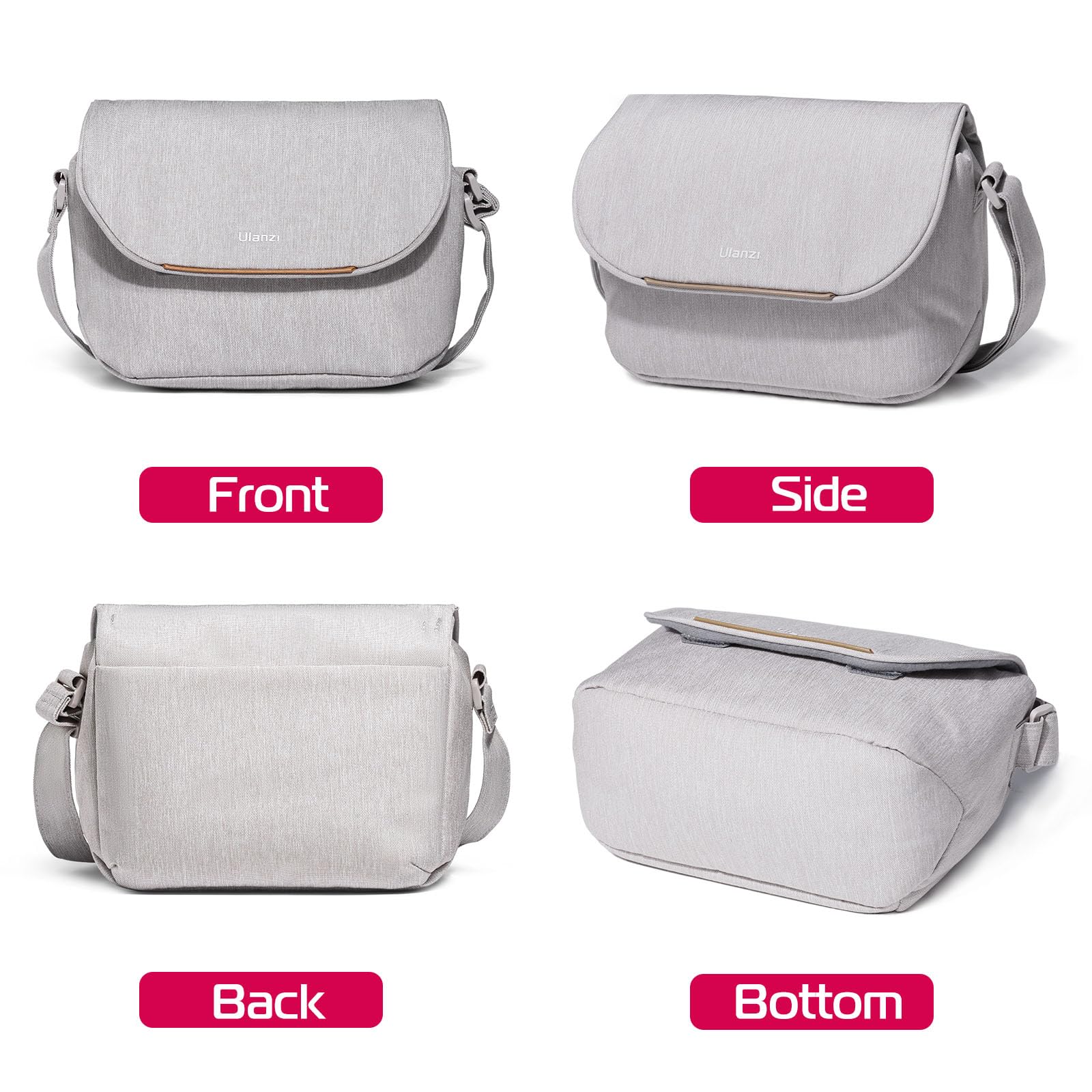 ULANZI Camera Bag, SLR/DSLR Camera Case Professional, Crossbody Photography Small Bag Fashion, Shoulder Bag for Women and Men Compatible for Sony Canon Nikon Mirrorless Camera Waterproof Lightweight - Image 4