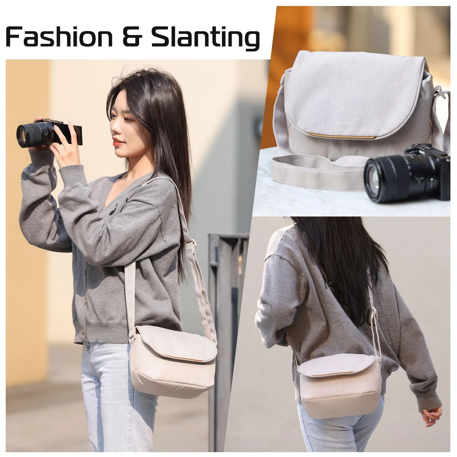 ULANZI Camera Bag, SLR/DSLR Camera Case Professional, Crossbody Photography Small Bag Fashion, Shoulder Bag for Women and Men Compatible for Sony Canon Nikon Mirrorless Camera Waterproof Lightweight - Image 9