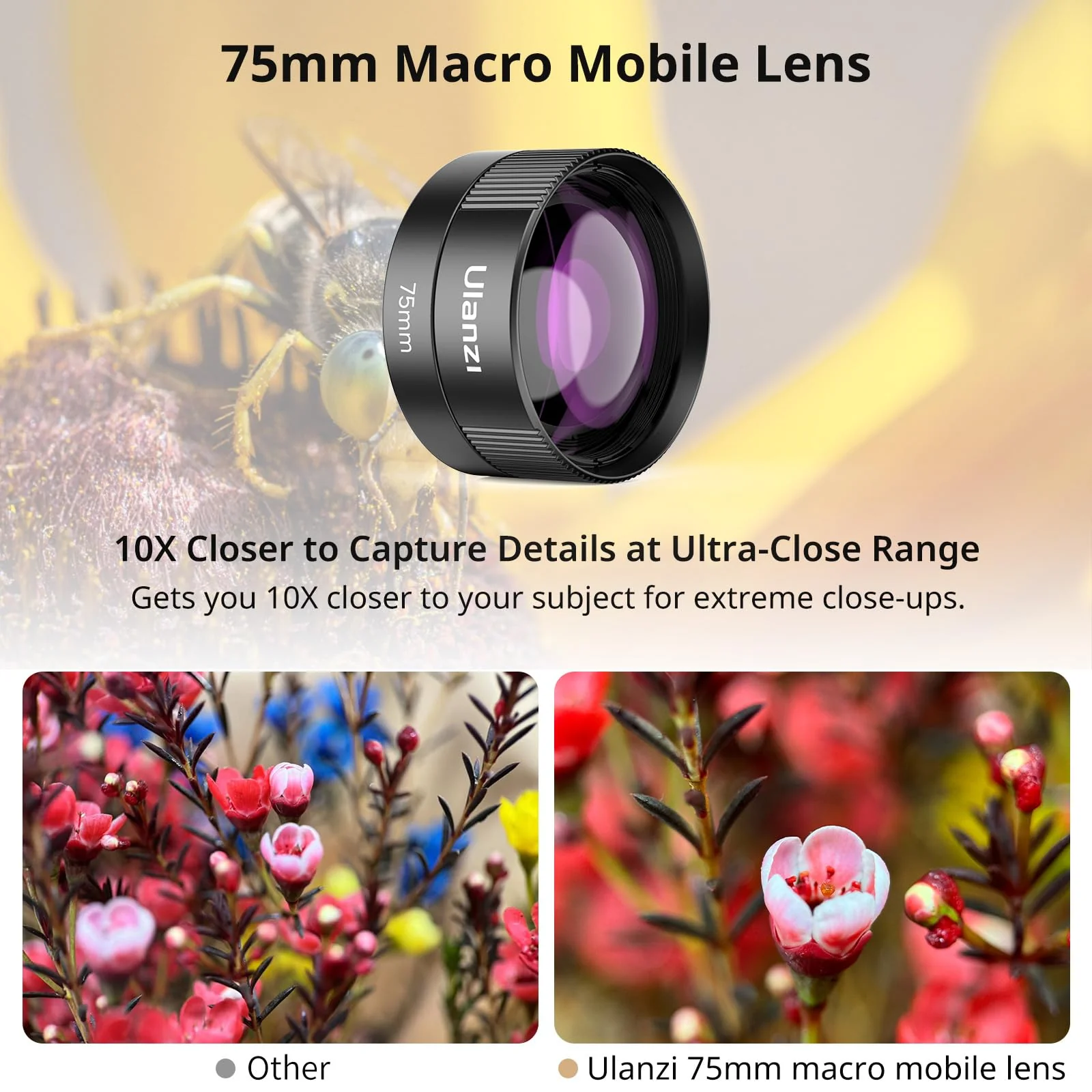 ULANZI CL-003 Phone Macro Lens, HD 75mm Phone Camera Lens for 17mm Thread, Compatible with iPhone Samsung Smartphone Cage Case with 17mm Adapter - Image 2
