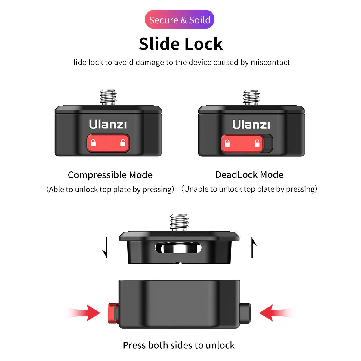 Ulanzi Claw Quick Release Plate Tripod QR Camera Mount Adapter, Quick Setup Kit with 1/4'' Screw for Canon/Sony/Nikon Cameras/Zhiyun/Feiyu/DJI/Moza Stablizers Switch Between Tripod/Monopod/Slider - Image 2