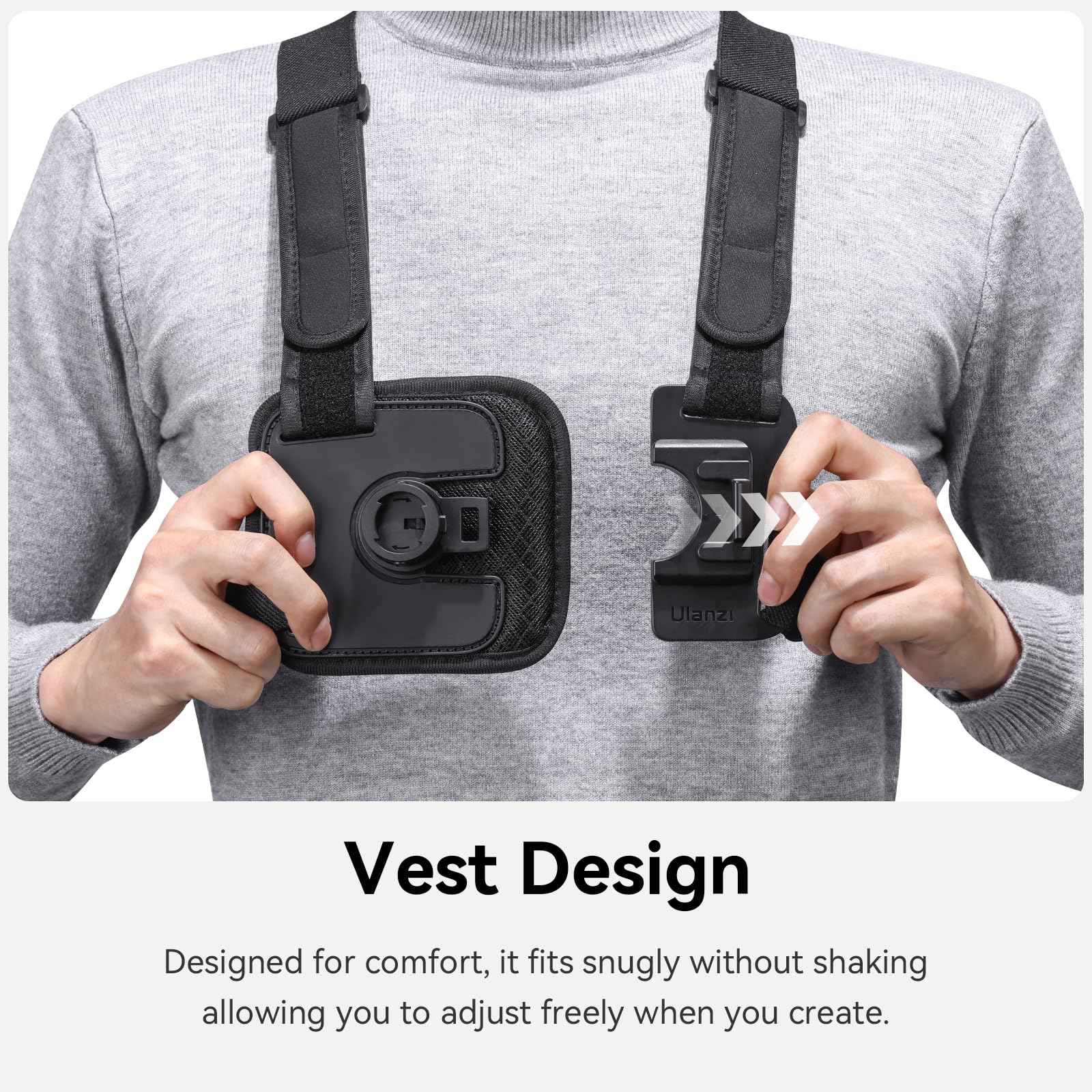 ULANZI CM028 Adjustable Chest Mount Harness w Vertical/Horizontal Switching for GoPro DJI Insta360 Action Cameras - Phone POV Chest Strap Mount Harness for iPhone Samsung Cameras Body Mount - Image 3