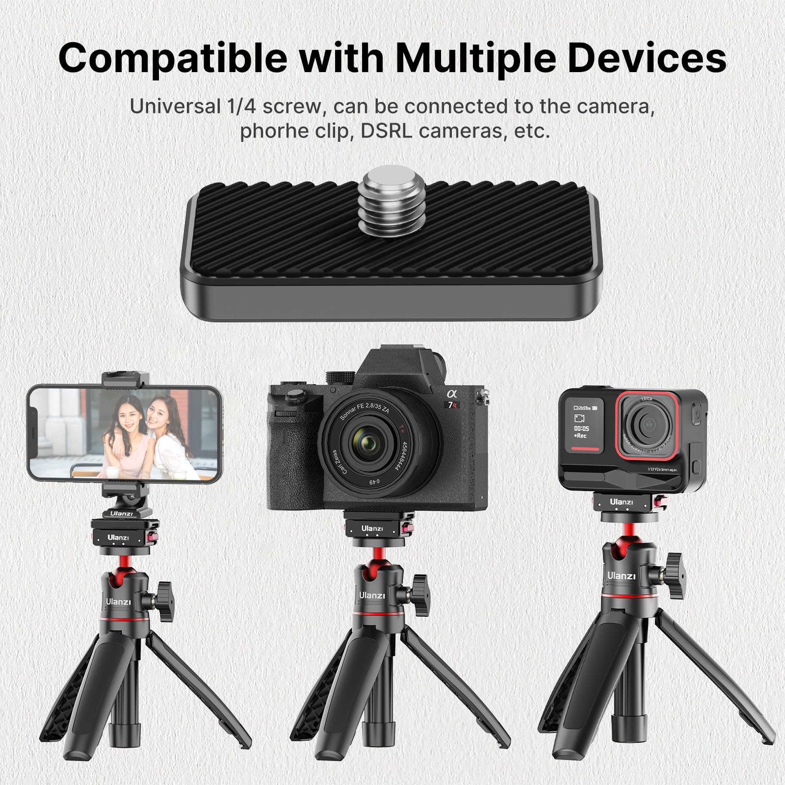 Ulanzi Magnetic Adapter Mount, Quick Release Mount, Magnetic Quick Release Base with 1/4 Screw for Insta360 ACE/ACE PRO, Insta360 x4/x3, 1/4 Screw Hole for Tripod Foldable C010 - Image 6