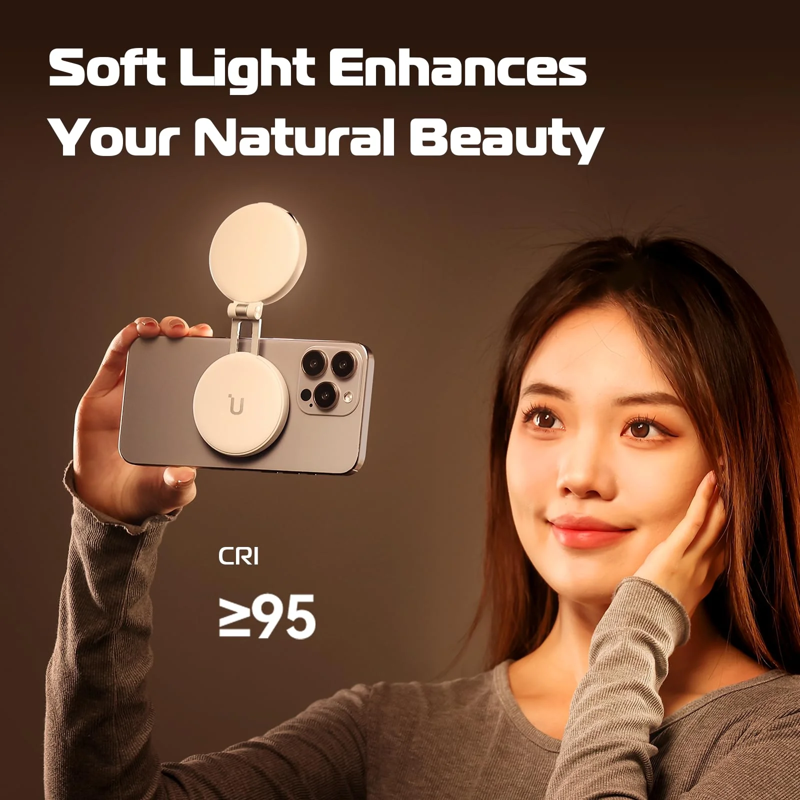 ULANZI Magnetic Selfie Light White, LED Fill Light Compatible with Magsafe, LED Selfie Ring Light Included Sticky Ring for Phones, for Selfies/Photography/TikTok/Zoom Calls/Video Conference Color - Image 5