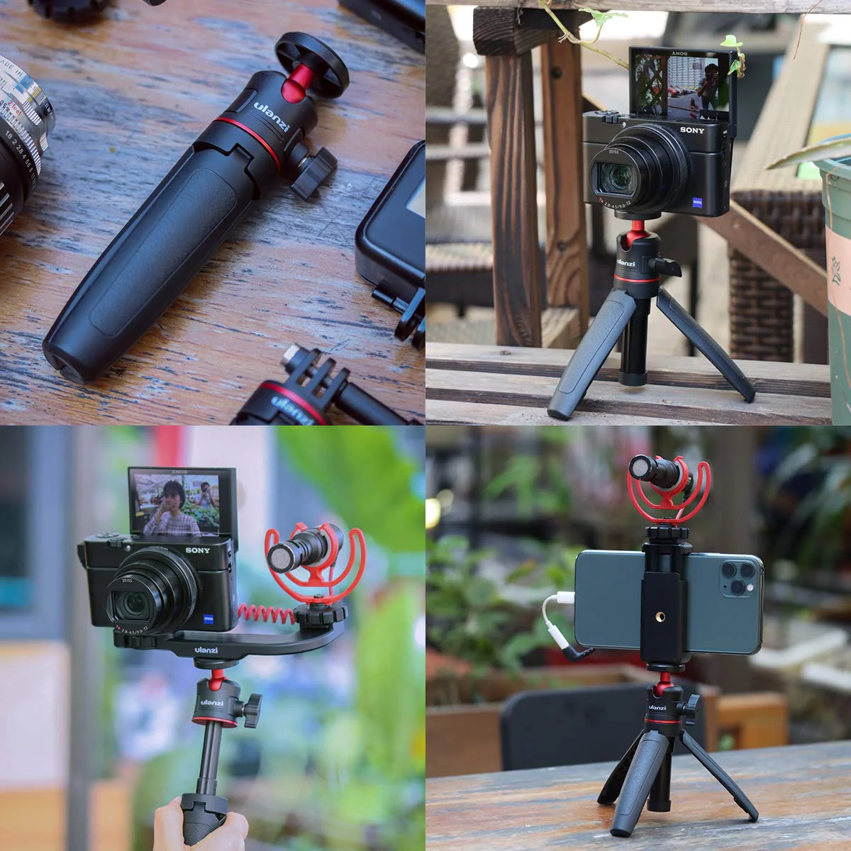 ULANZI MT-08 Extension Pole Tripod, Mini Selfie Stick Tripod Stand Handle Grip for Webcam iPhone 11 Pro Max Samsung Smartphone Canon G7X Mark III Sony ZV-1 RX100 VII A6400 A6600 Cameras Vlogging Black - Image 6