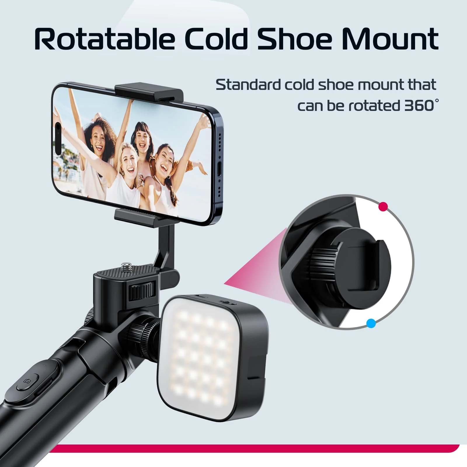 ULANZI MT-70 Extendable Phone Tripod, 63" Selfie Stick Phone Vlog Tripod Stand with 2 Phone Clip, 360° Rotate Dual Camera Tripod for iPhone Sony Canon Action Camera, Lightweight for Travel MT-70 Tripod - Image 6