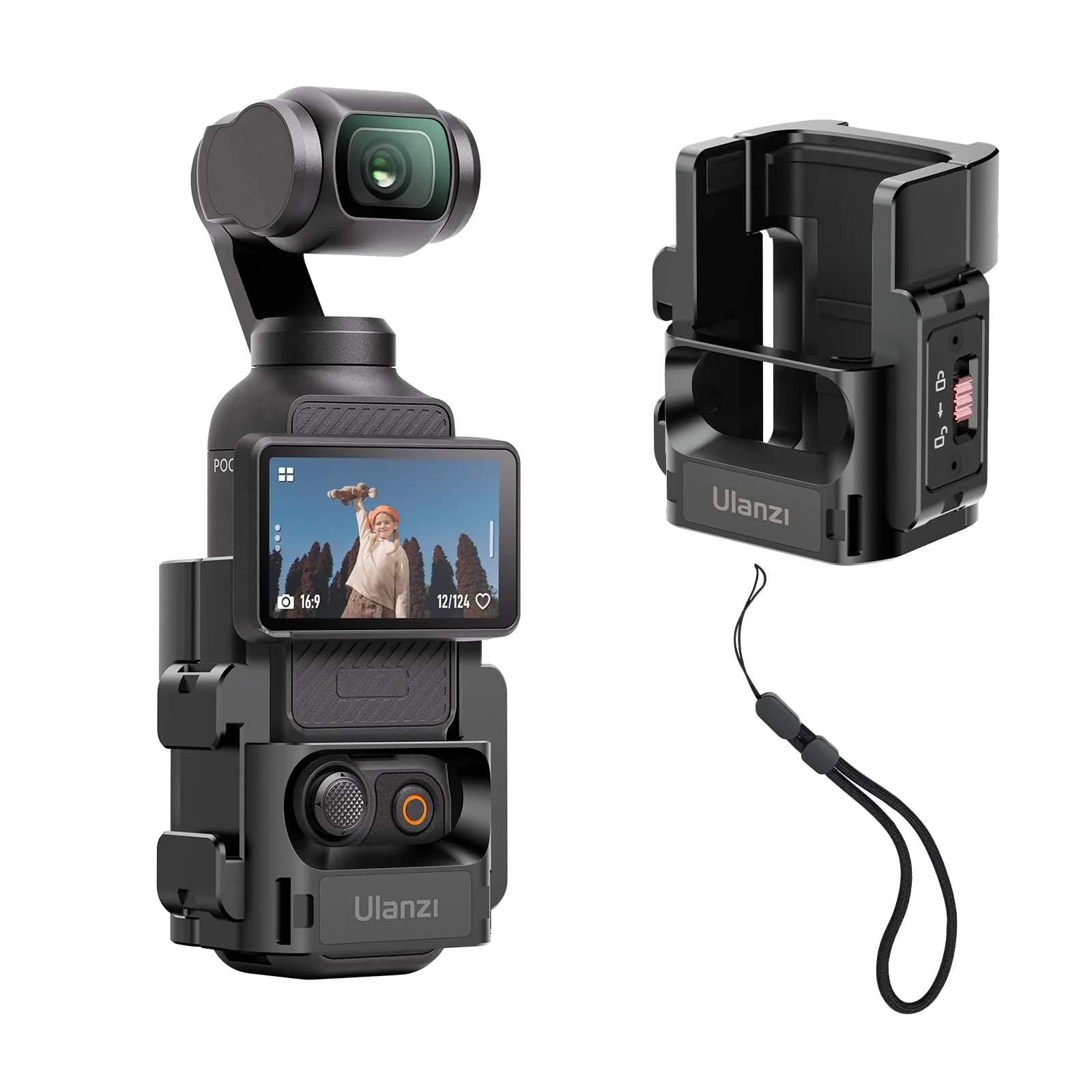 ULANZI PK-06 Expansion Adapter Accessories for DJI Osmo Pocket 3 Aluminum Protective Cage Metal Bracket Adapter Mount with 1/4 Screw Holes/Gopro Adapter/Cold Shoe/Osmo Action Quick-Release