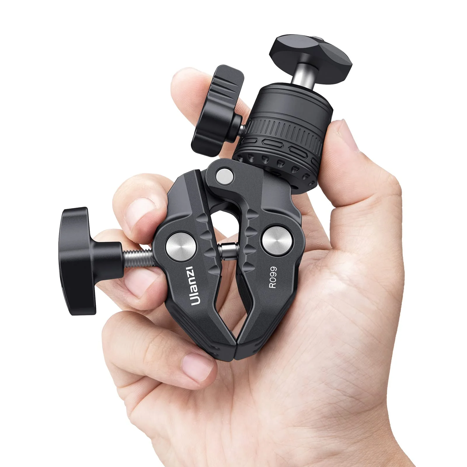 ULANZI R099 Super Clamp Camera Mount Clamp with 360° Ballhead, Bike/Bicycle/Motorcycle Handlebar Mount for Insta360/GoPro/AKASO/DJI Osmo Action Cameras, DSLR/Cameras/Lights Pole Tube Mount - Image 6
