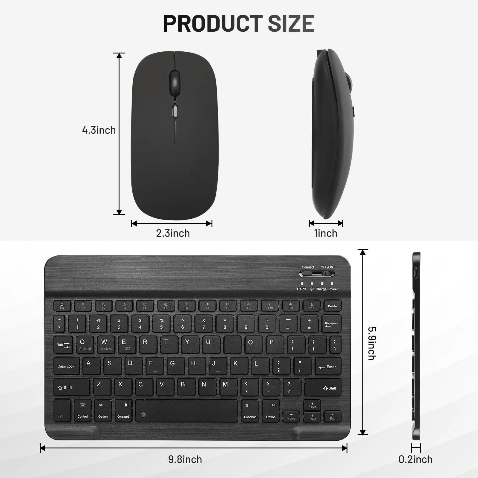 Ultra-Slim Bluetooth Keyboard Portable Mini Wireless Keyboard Rechargeable for Apple iPad iPhone Samsung Tablet Phone Smartphone iOS Android Windows (10 inch Black) - Image 6
