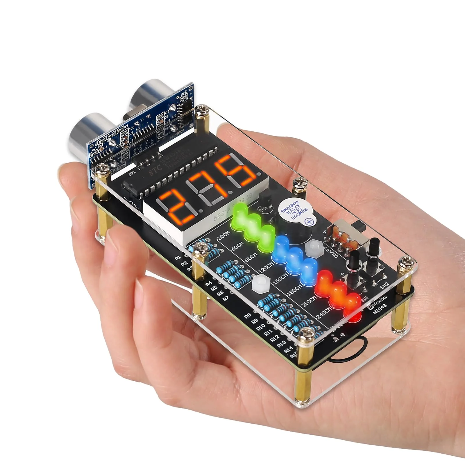 Ultrasonic Rangefinder Soldering Kit, ElektoLoter HC-SR04 Distance Sensor DIY Electronic Kit with LED Indicators, STEM Soldering Learning for Home and School Education as well as Daily Use
