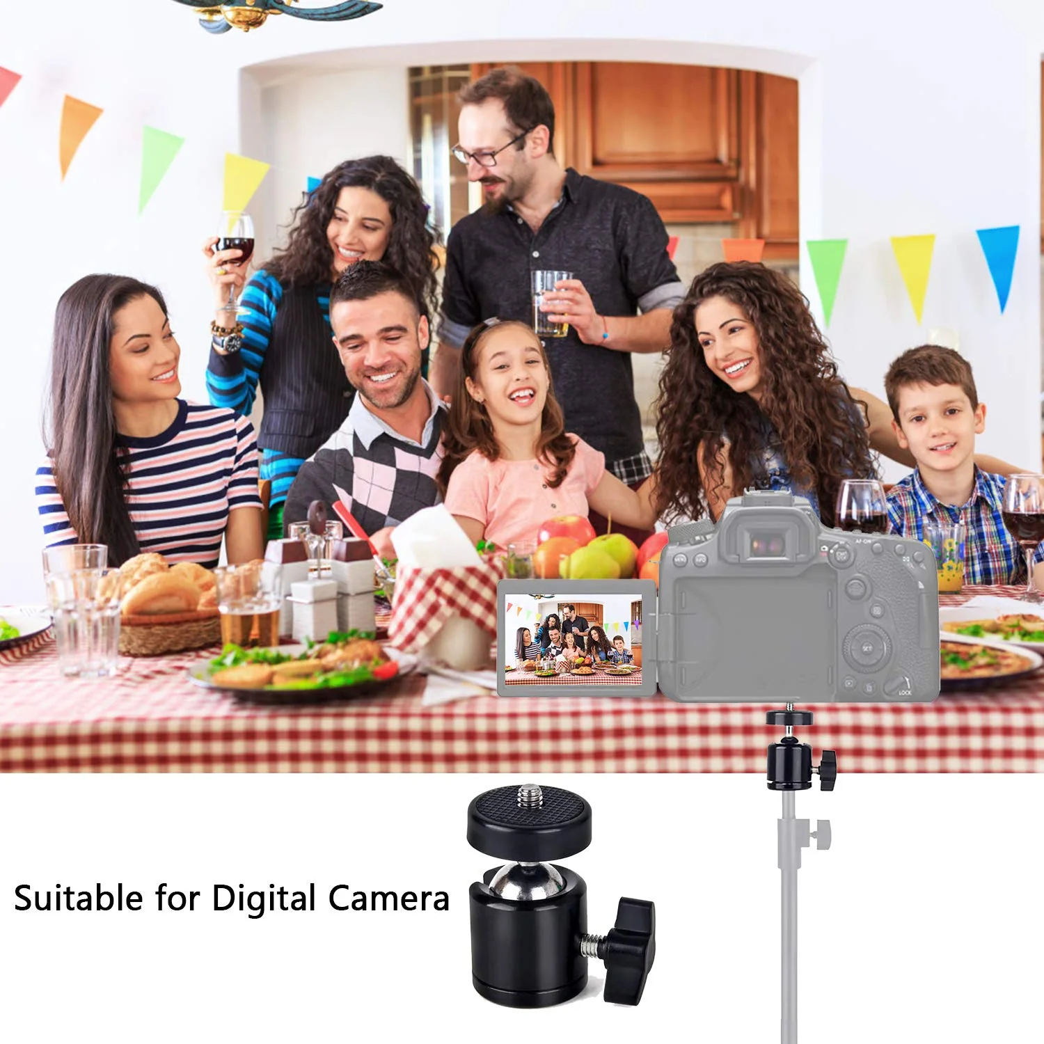 Universal 1/4" Swivel Mini Ball Head Screw Tripod Mount with Hot Shoe(2 Pack), Eszkozta 360 Degree Rotating Mount Base Adapter for DSLR Cameras HTC Vive Tripods Monopods Camcorder Light Stand… Black-Black-with Hot Shoe - Image 3