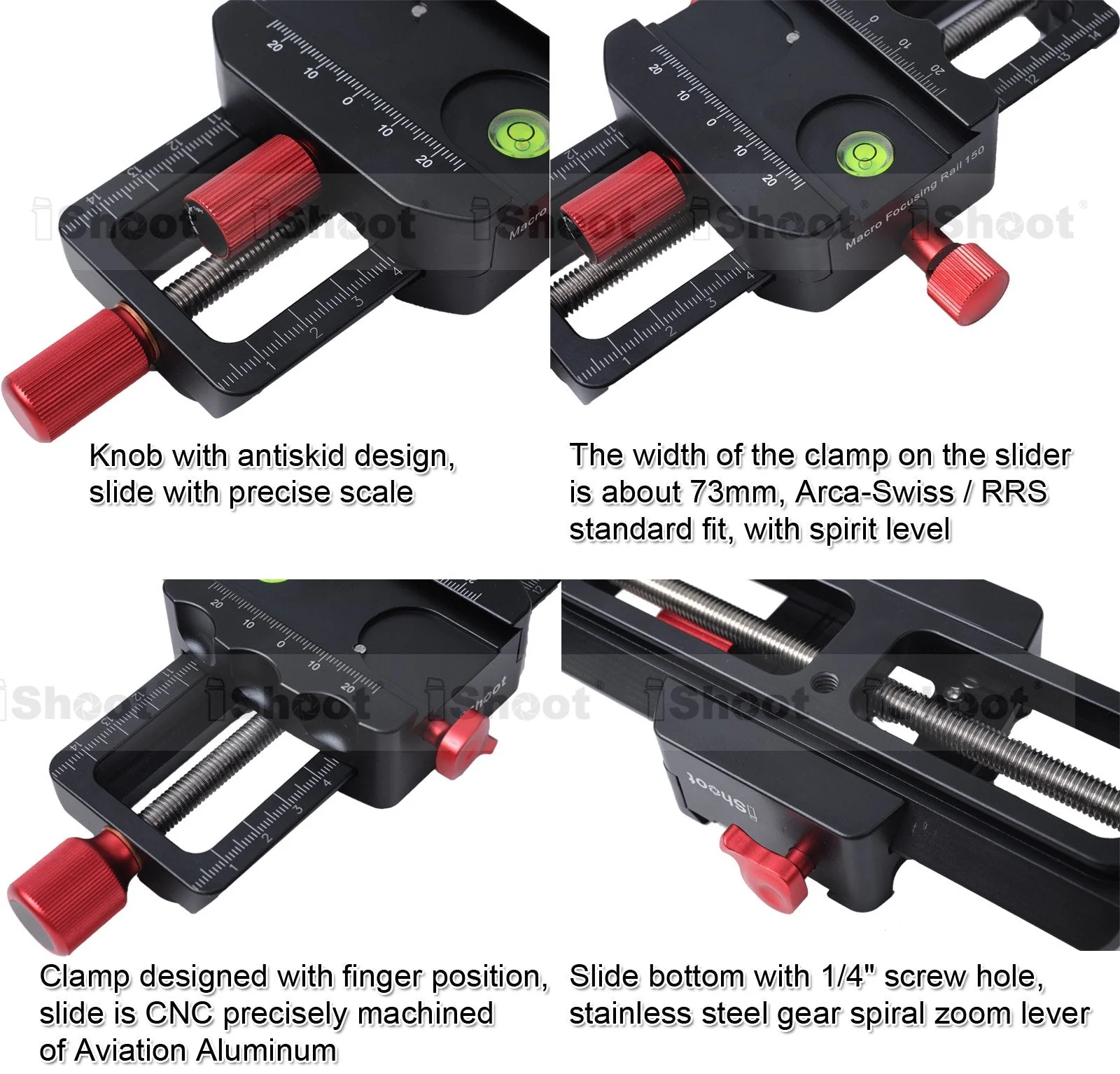 Universal 150mm Macro Focusing Rail Slider Close-up Shooting Head Camera Support Bracket Holder with Arca-Swiss Fit Clamp and Quick Release Plate in Bottom for Tripod Ballhead - Image 5