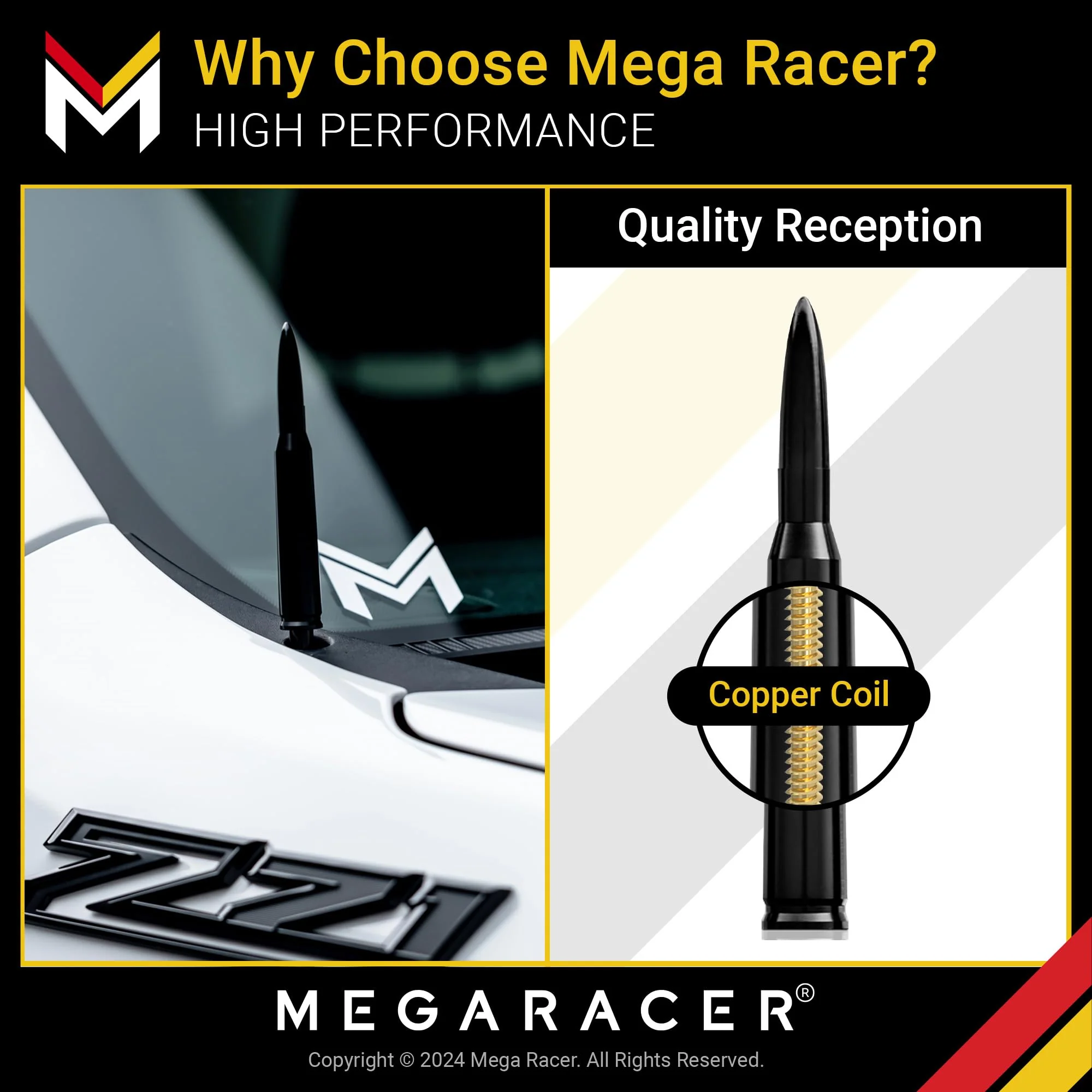 Universal 50 Cal Bullet Antenna Car SUV Truck: Ford F150 Chevy Silverado Dodge Ram GMC Sierra 1500 Jeep Wrangler Tundra, Antena para Carro, Short Antenna Topper Replacement Accessories, 5.5 Inch Black - Image 4