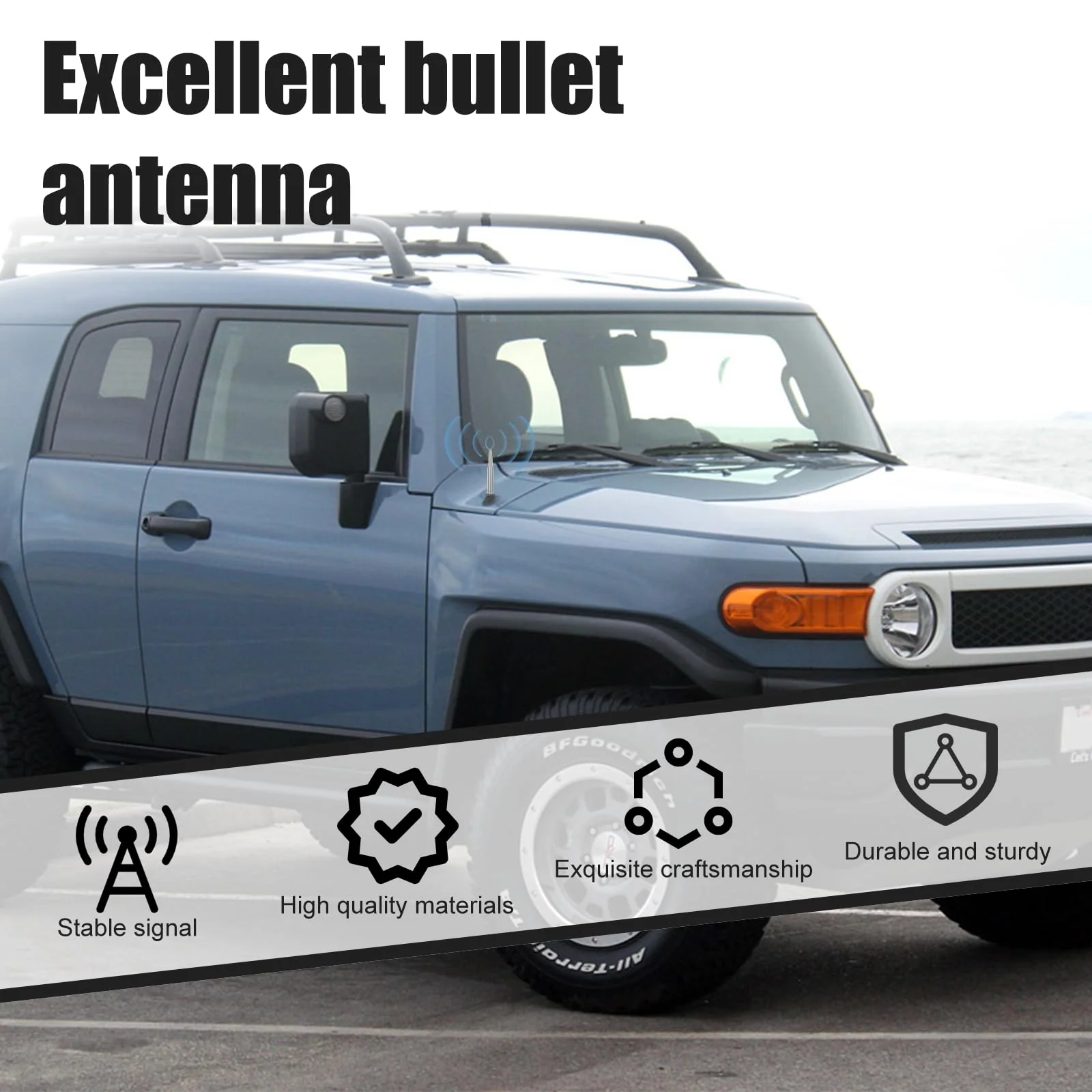 Universal Car Bullet Antenna Durable Truck Antenna AM/FM Radio for Most Cars Accessories Replacement Suitable for Chevrolet, Ford, Wrangler, Jeep (Silver) Silver - Image 5
