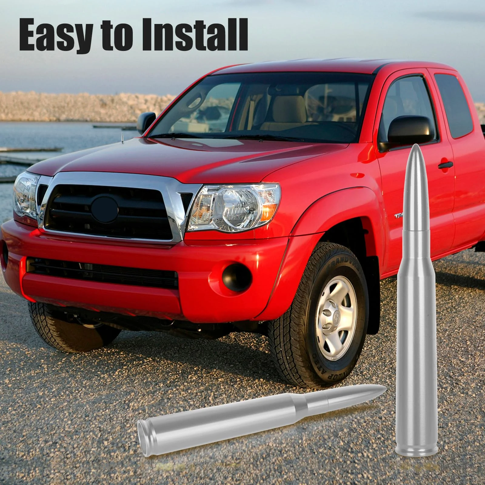 Universal Car Bullet Antenna Durable Truck Antenna AM/FM Radio for Most Cars Accessories Replacement Suitable for Chevrolet, Ford, Wrangler, Jeep (Silver) Silver - Image 7