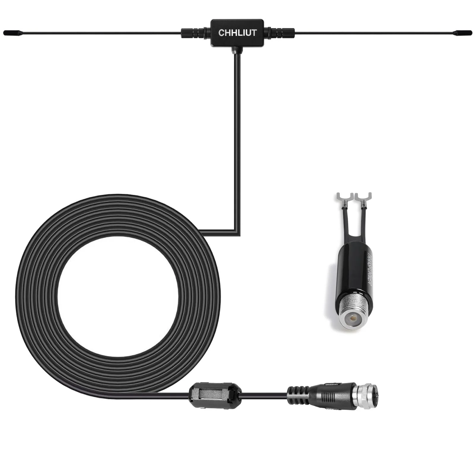 Universal FM Radio Dipole Antenna, 75 Ohm, 16ft, Screw F Male Plug for Home AV Audio Stereo Receiver Indoor