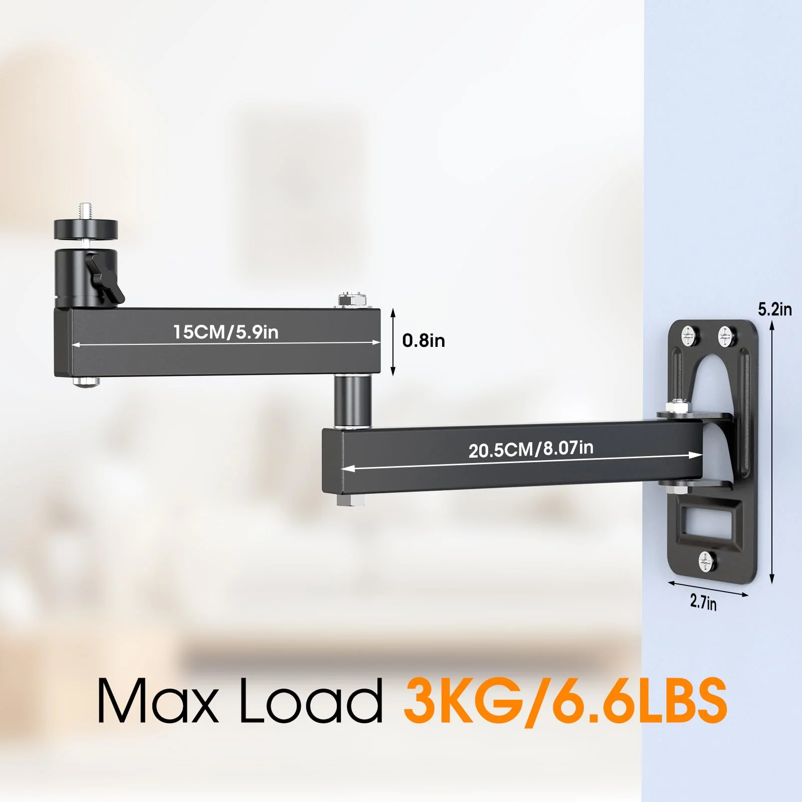 Universal Porjector Mount Foldable Projector Wall Mount 1/4" Screw, Adjustable Tilt&Swivel Hanging Projector Bracket Holder Wall Mount Hanger Rack Stand for Projector with Cable Ties - Image 7